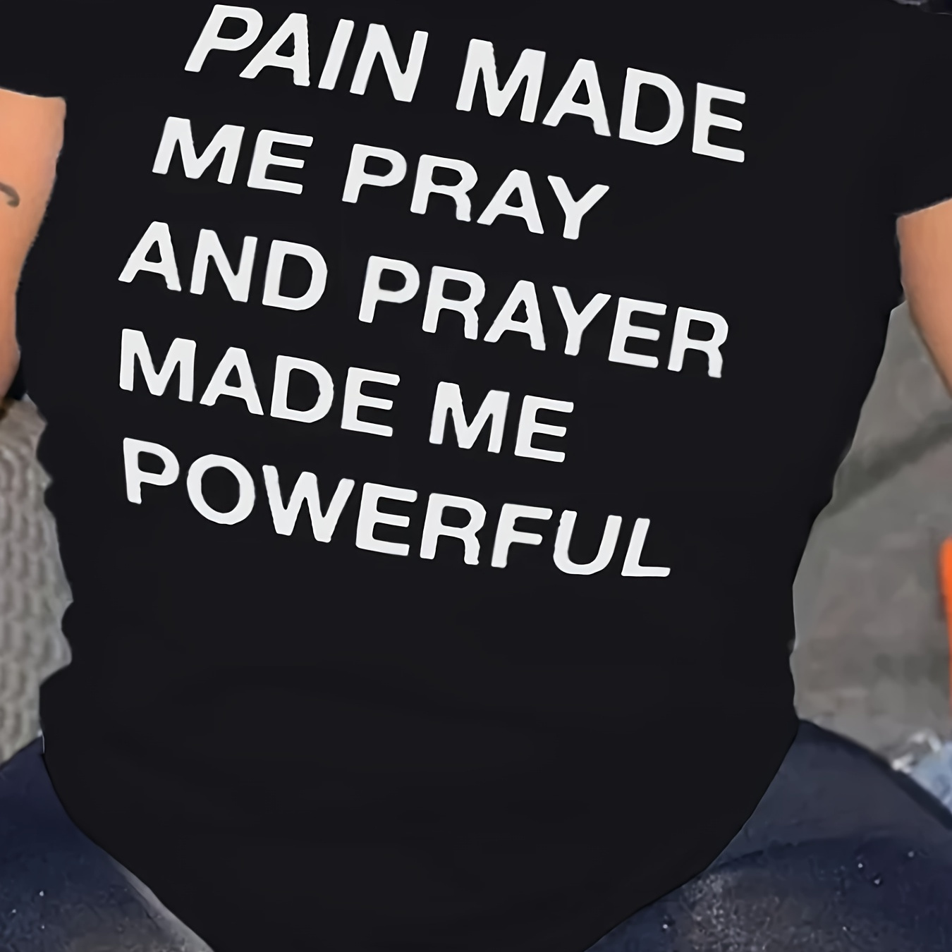 

Plus Size Pray Letter Print T-shirt, Casual Short Sleeve Crew Neck Top For Spring & Summer, Women's Plus Size Clothing