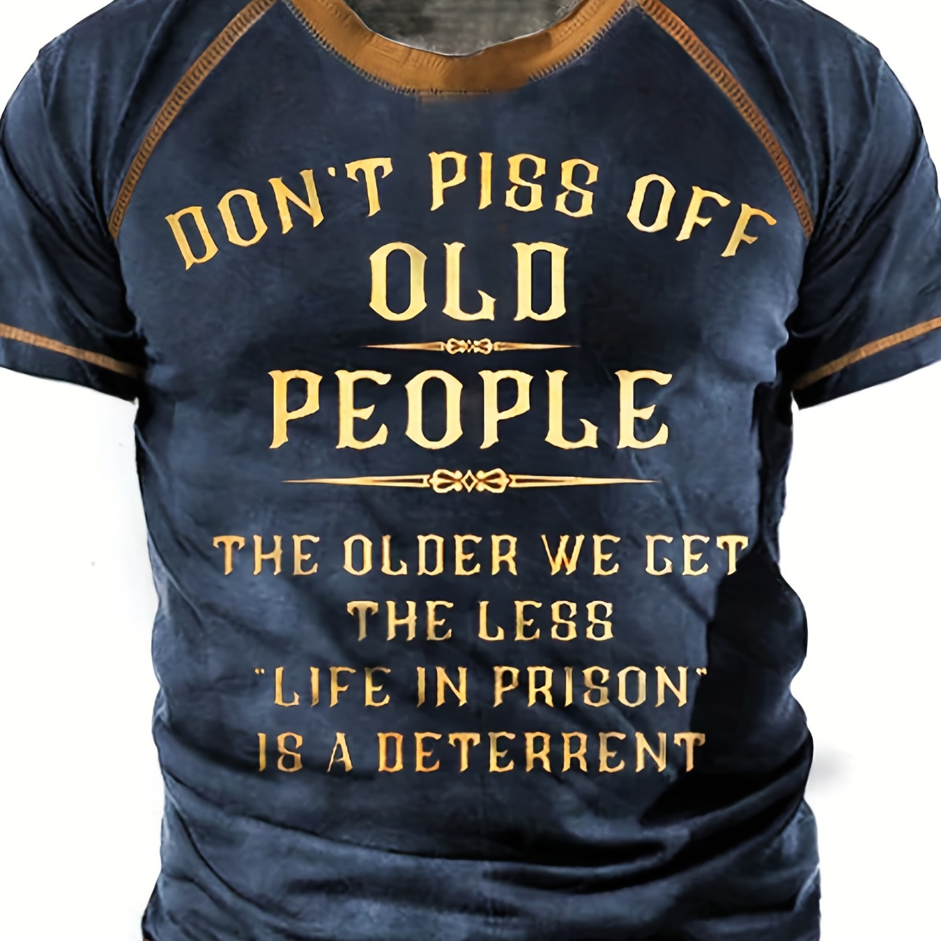 

don't Piss Off Old People" Men's Vintage Short Sleeve Crew Neck T-shirt For Summer