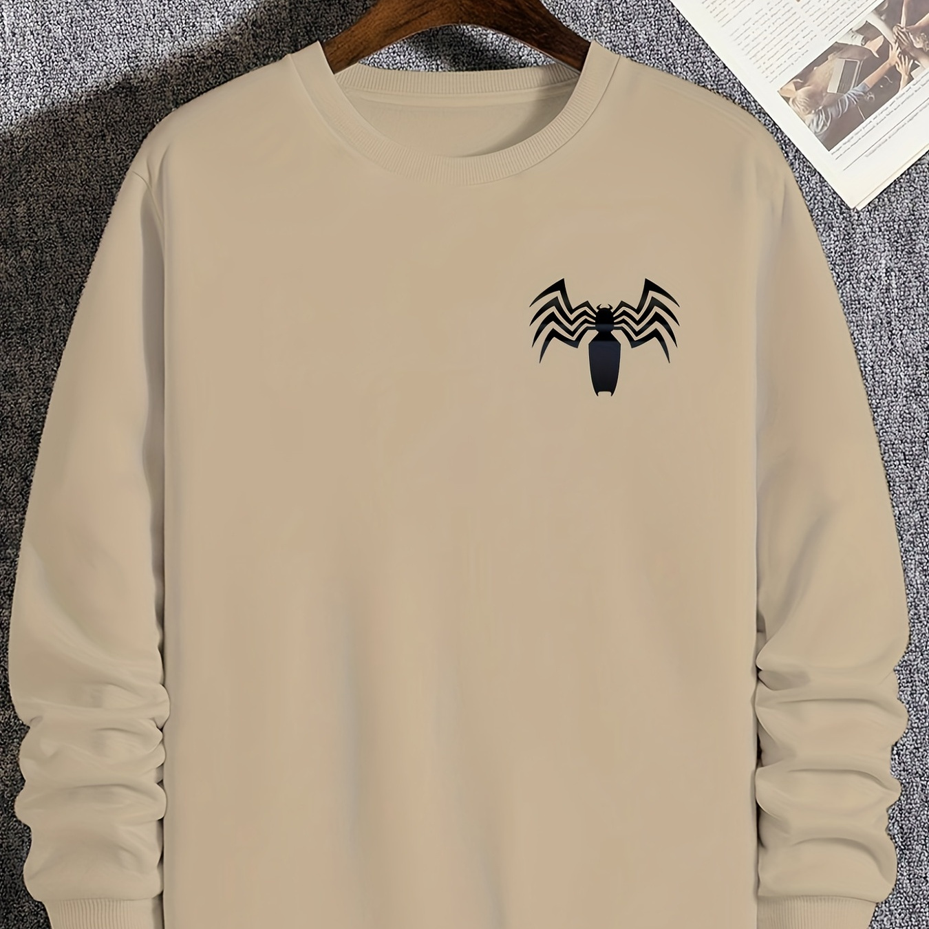 

Men's Plus Size Pullover, Comfy Long Sleeve Sweatshirt With Creative Animal Print