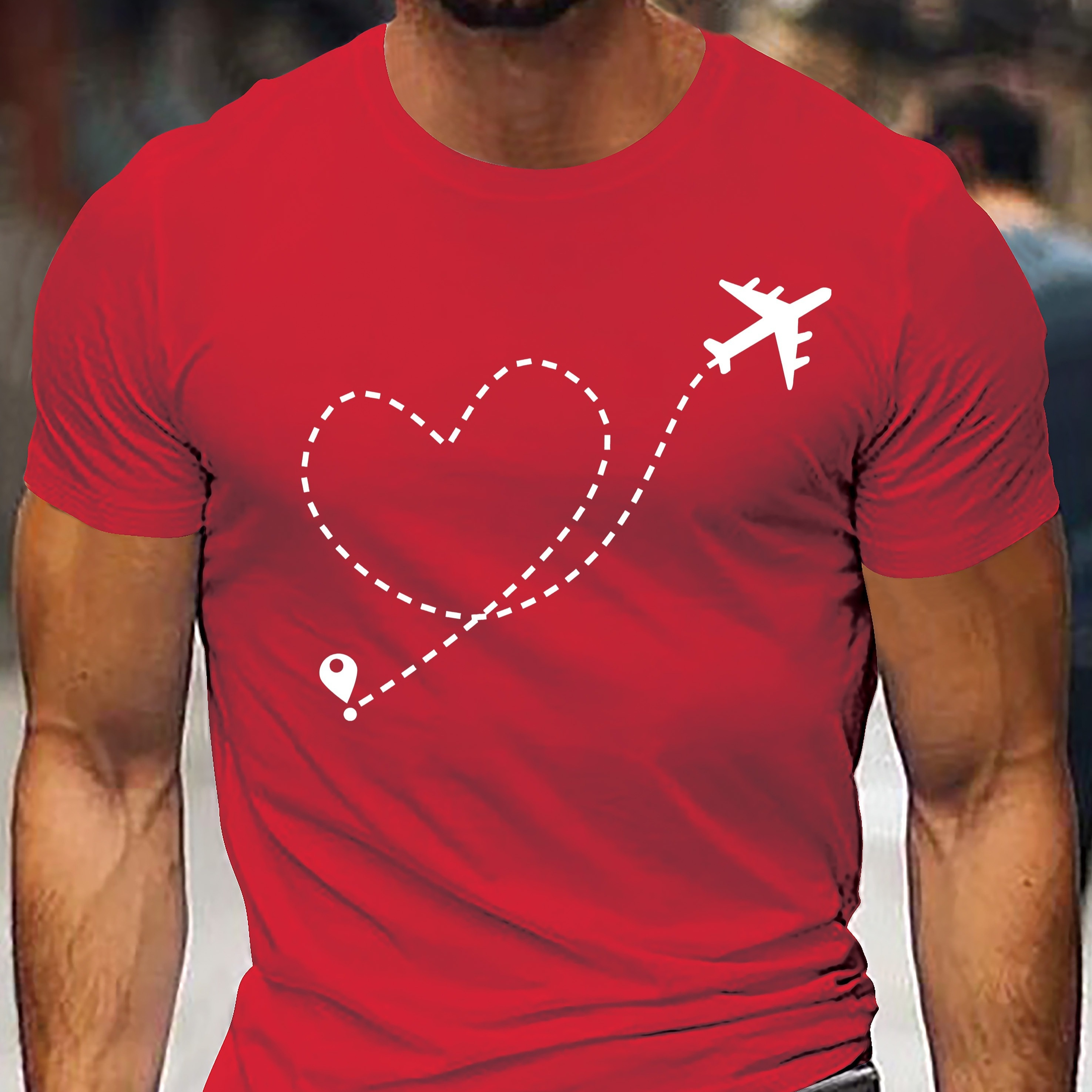 

Airplane Graphic Men's Short Sleeve T-shirt, Comfy Stretchy Trendy Tees For Summer, Casual Daily Style Fashion Clothing