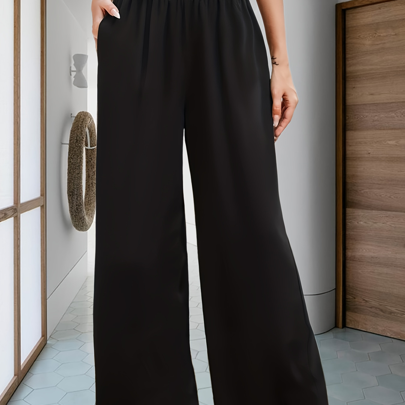 Pantalones Tencel de pierna ancha con bolsa de papel de talle alto:  elegantes, cómodos para la