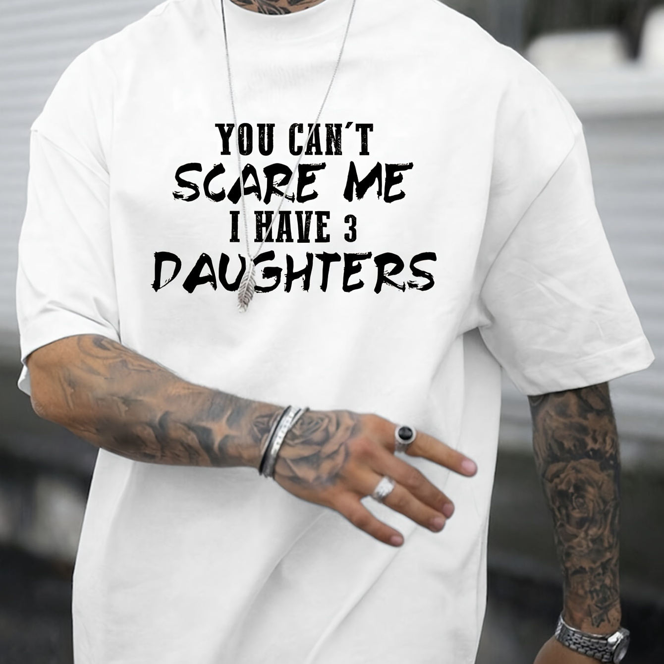 

Tees For Men, 'i Have 3 Daughters' Print T Shirt, Casual Short Sleeve Tshirt For Summer Spring Fall, Tops As Gifts