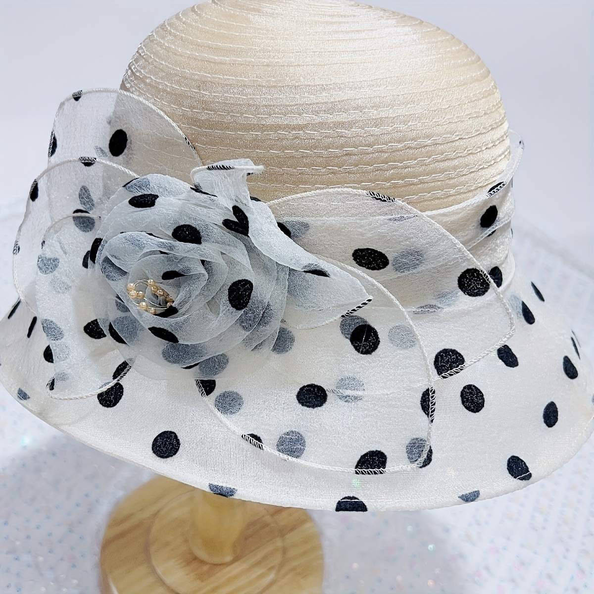 Polka Dot Flower Derby Hat Elegant Stitching Sun Hat - Temu Mexico