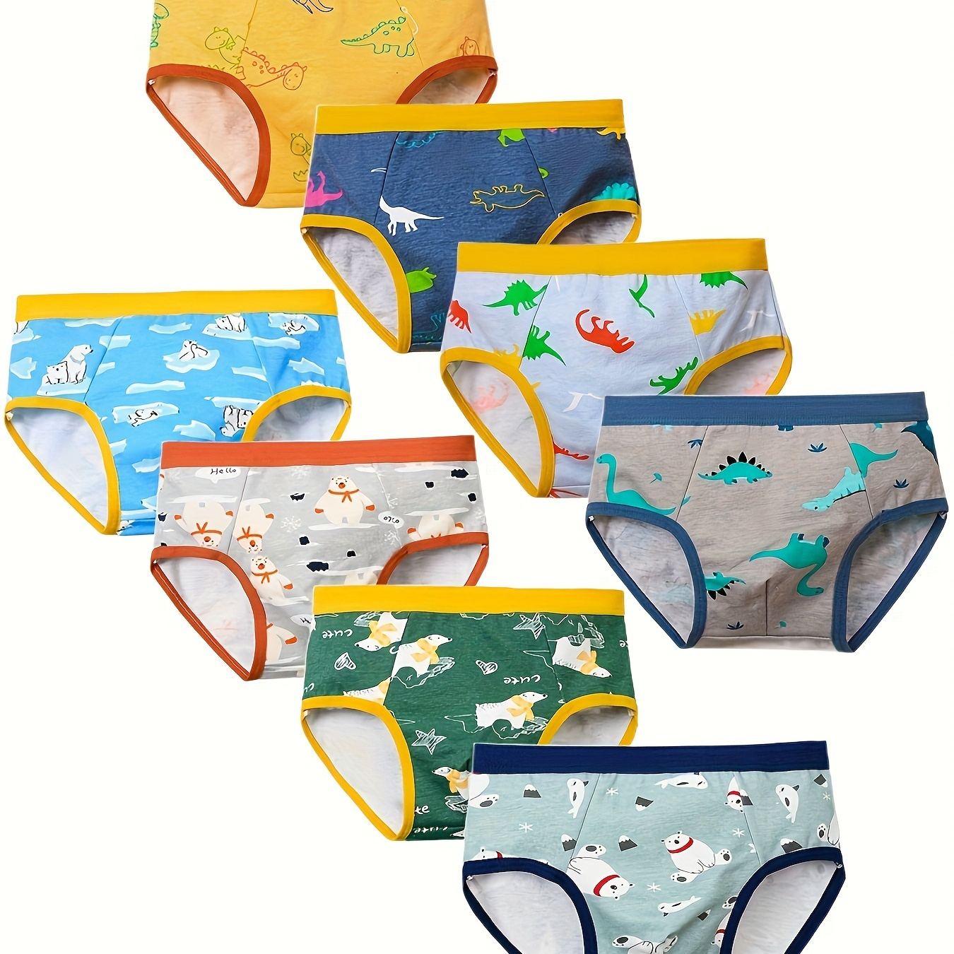 

8 Pcs Boy's Cute Animal Print Triangle Briefs, Soft & Comfy Cotton Underwear Set, For All Season Wearing