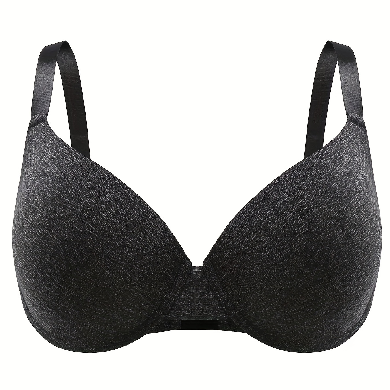 Plus Size * Bra, Women's Plus Solid Push Up Padded Stretchy Everyday  T-shirt Bra