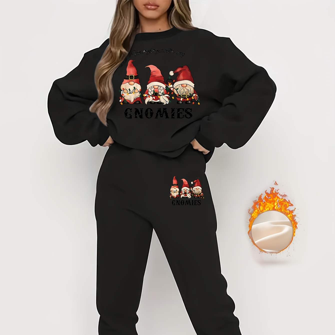 

Print Women's Sweatshirt And Pants Set - The Holidays!