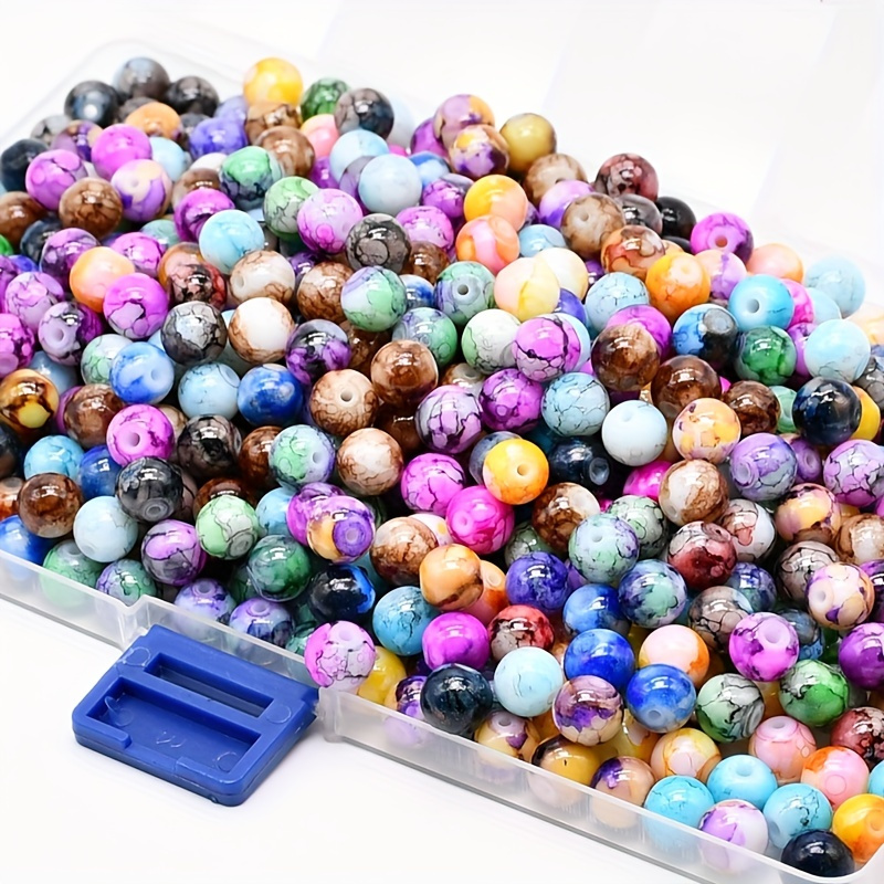 

100pcs 10mm Pattern Round Glass Beads Loose Spacer Beads For Jewelry Making Diy Bracelet Necklace Accessories