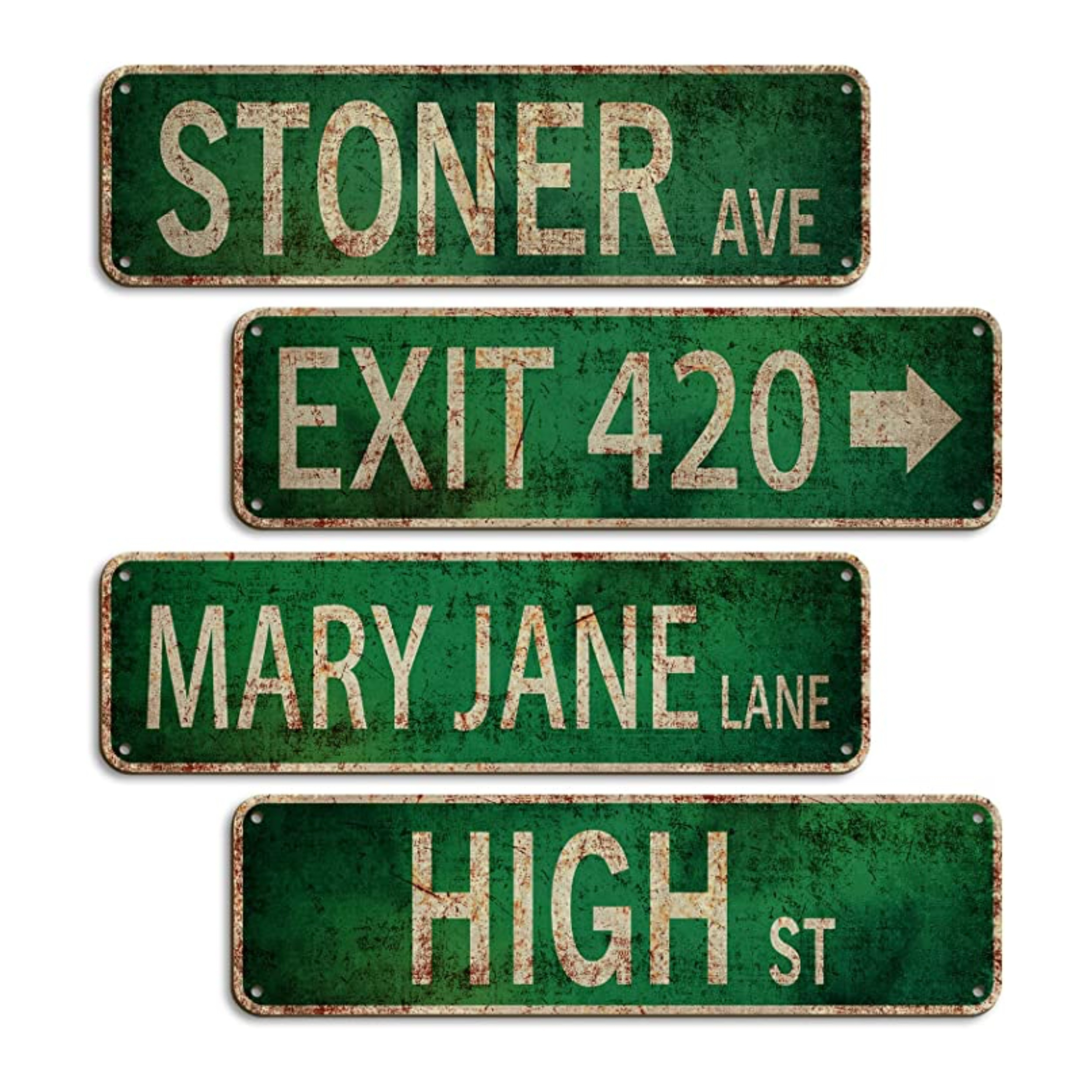 

4 Street Signs Of Stoner Avenue - Vintage Metal Tin Sign Decor For Home, Restaurant, Bar, Cafe, Garage & More!