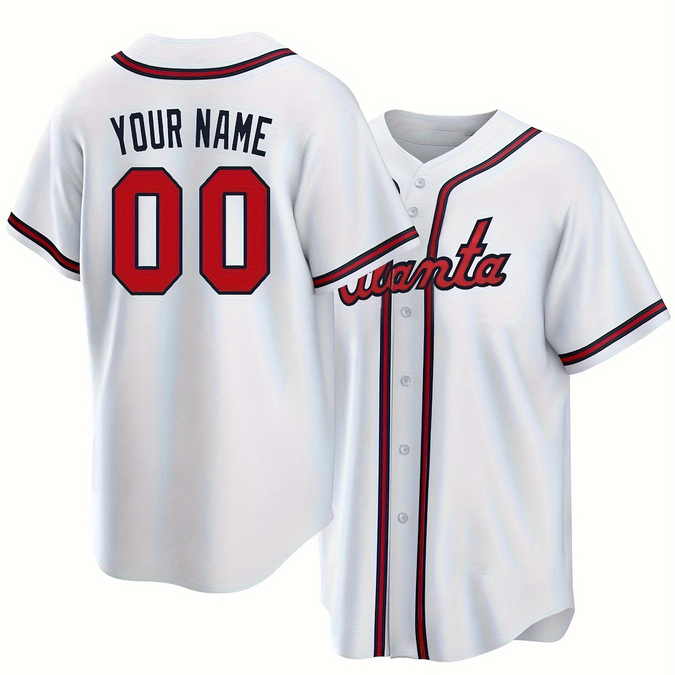 

Customized Letter And Number Embroidery, Men's Short Sleeve V-neck Baseball Jersey, Comfy Top For Training And Competition