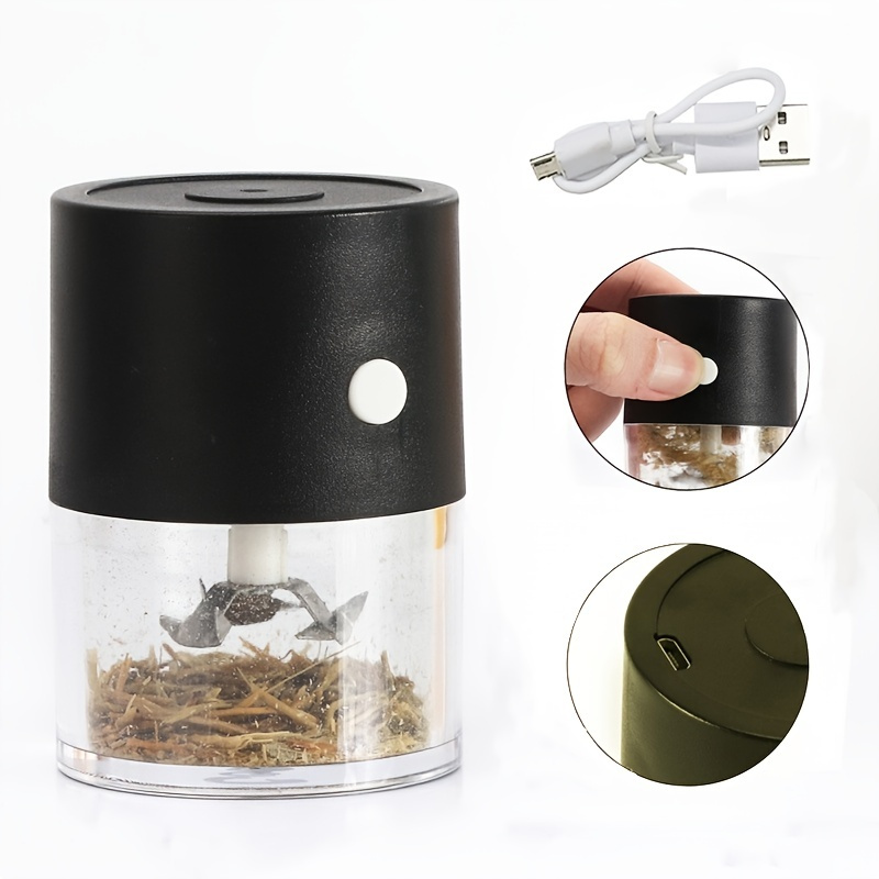 

1pc Electric Herb Grinder, Cordless Automatic Grinders With Stainless Steel Blades And Usb Charger, Plastic Tobacco Dispenser For Hookah And Pipes(black)