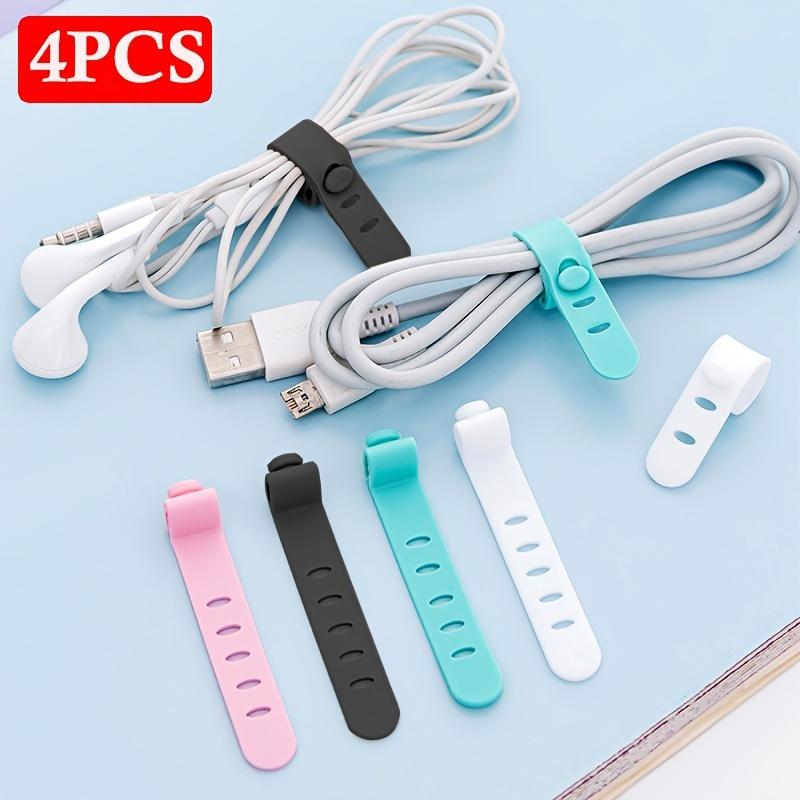 

4pcs Anti-lost Earphone Charging Cable Bundle Strap Silicone Strap Wire Organizer Storage Buckle Data Cable Winding Cable