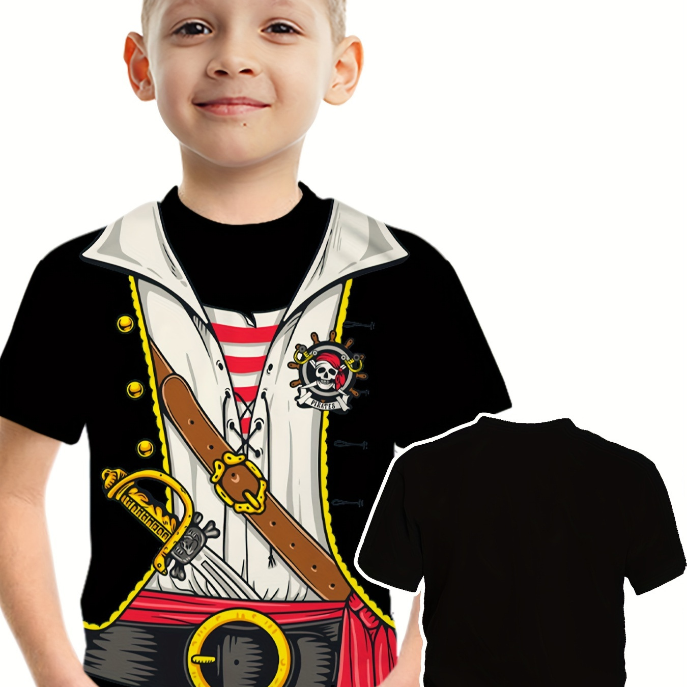 

Boy's Novelty Short Sleeve T-shirt Pirate Costume 3d Print Summer T-shirt Casual Cool Fashion Clothing