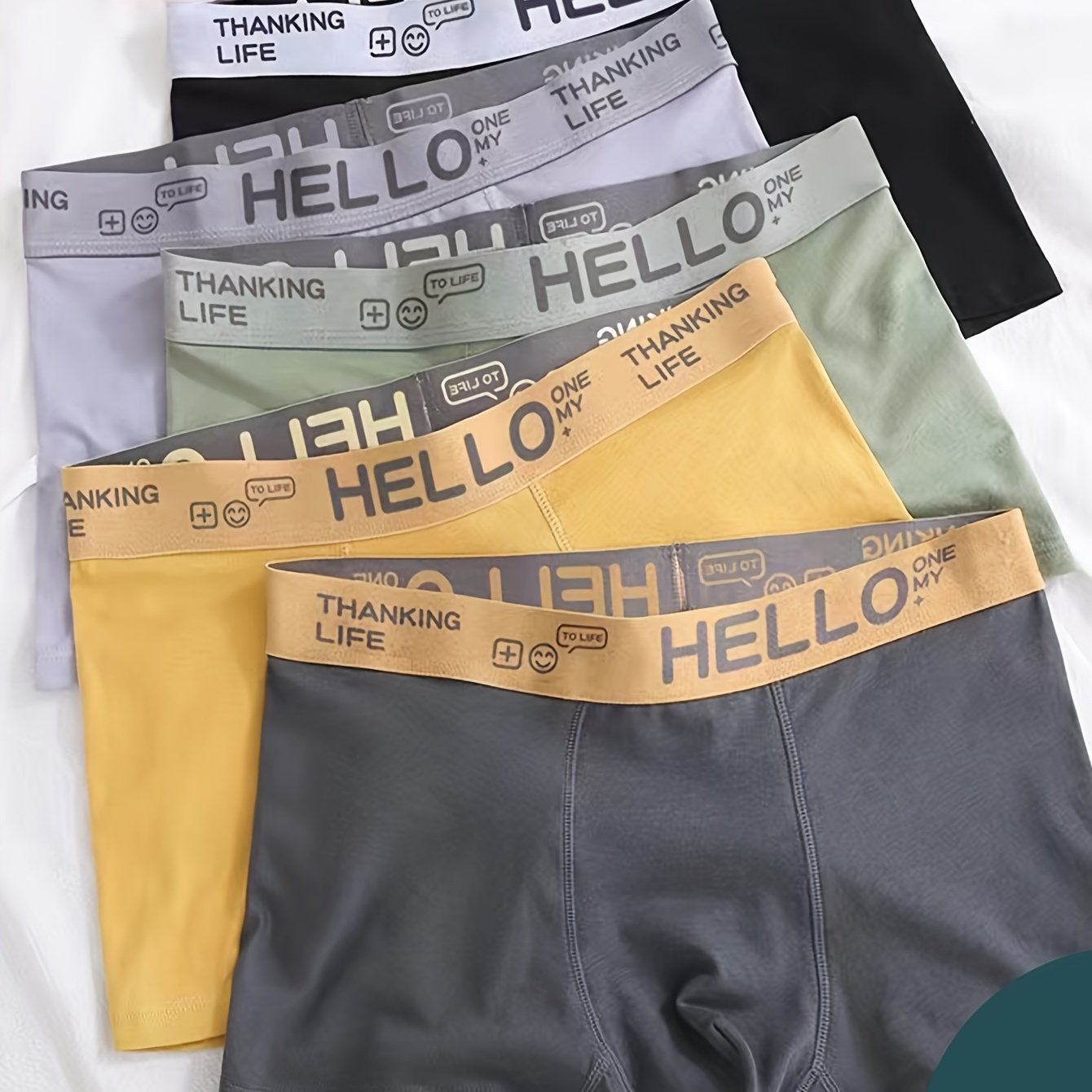 

5pcs Fashionable High-end 's Underpants, Men's Flat-crotch Underpants, Breathable Four-corner Underpants, Trendy Sports High-end Underpants