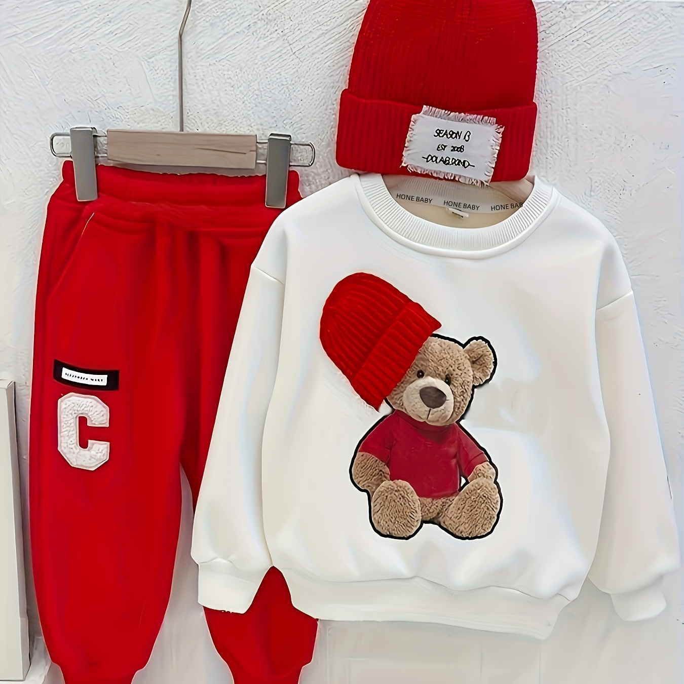 

Long-sleeved Clothes Suit, Hat Bear Sweatshirt + Pants Two- Suit And Suit Clothes