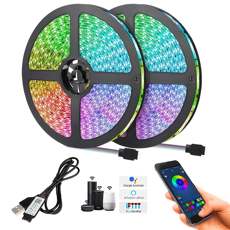 1 Set Of Led Strip Light With Remote App Control Rgb 5050 Dc5v Flexible Diode Strip Light 9 84ft 