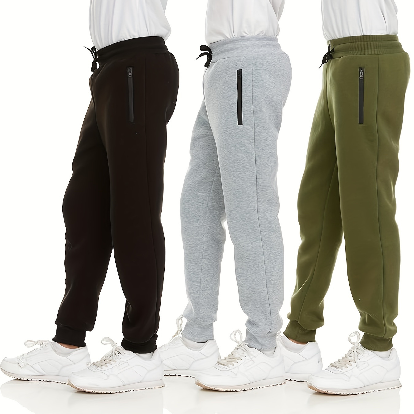 

3- Boys' Trousers Zippered Drawstrings, Boys Athletic Pants For Sprinting, And Slightly Stretched, /summer Fall Teen Pants