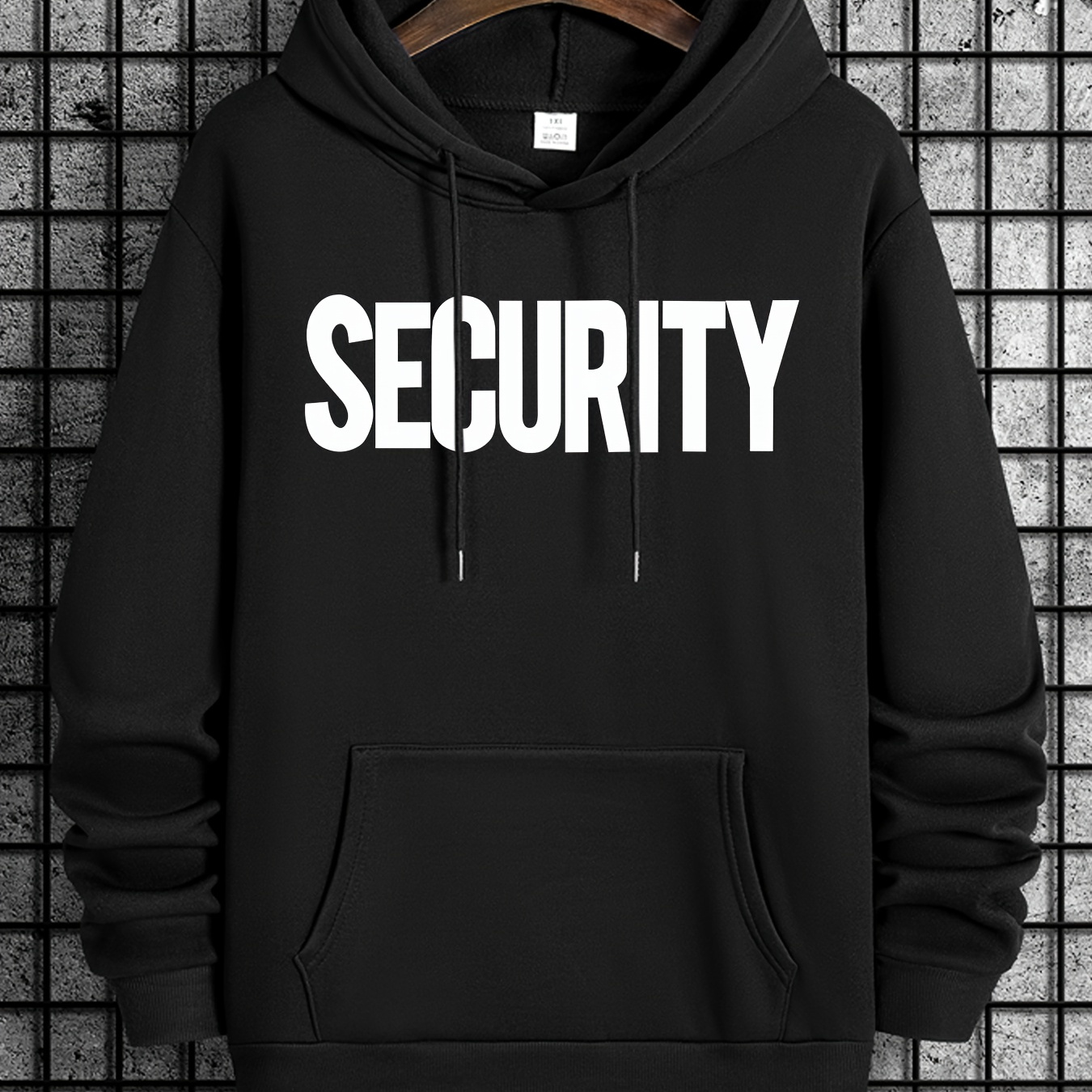 

Plus Size Security Print Men's Casual Pullover Hoodie, Soft Polyester Fabric, Regular Fit, Knitted