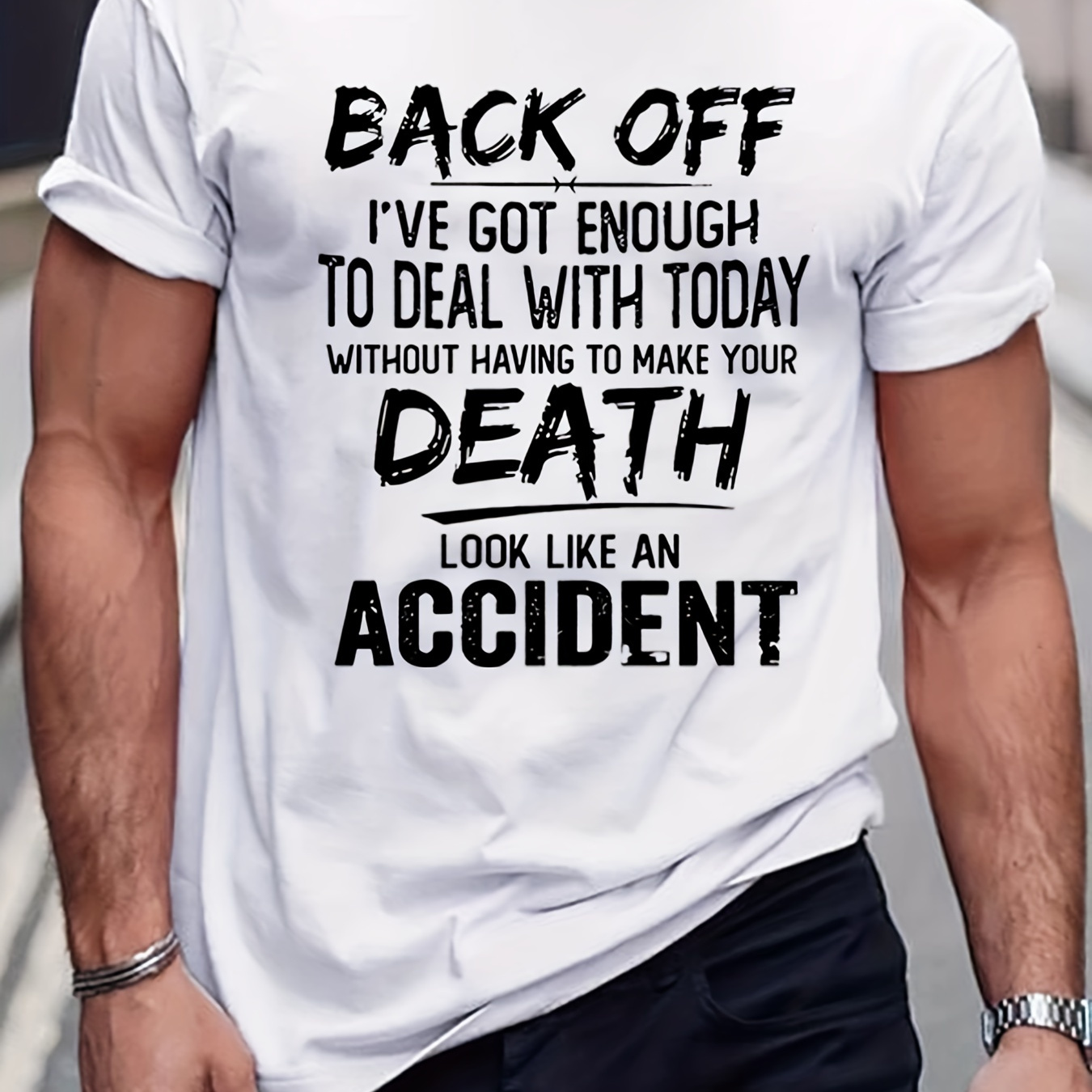 

Men's Letter Print T-shirt, Round Neck Tee Casual Clothing, Spring And Summer