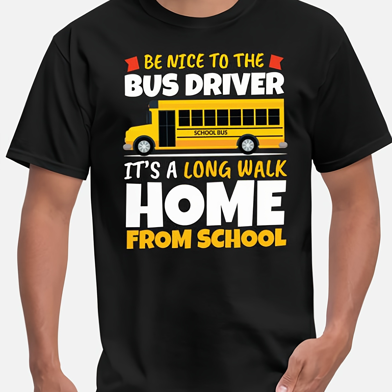 

For Bus Drivers -7410 Fun Men's Short Sleeve Pattern T-shirt Series Black