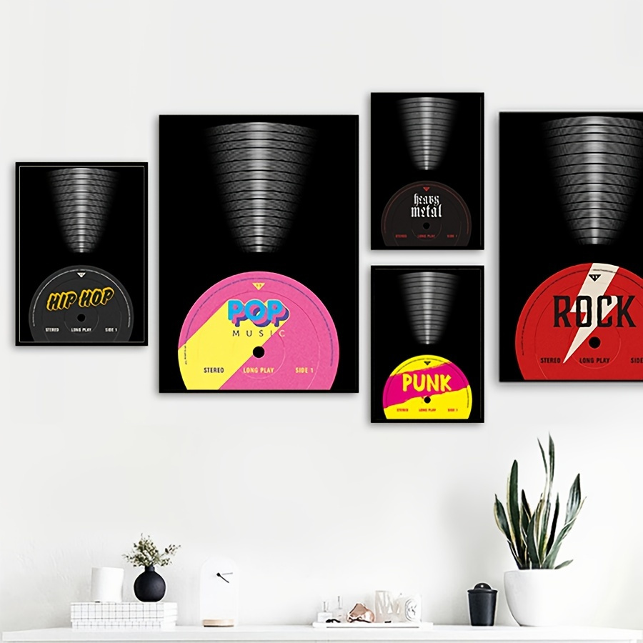 3pcs/set Vinile Music Design Stampa Tela Poster Decorazione - Temu