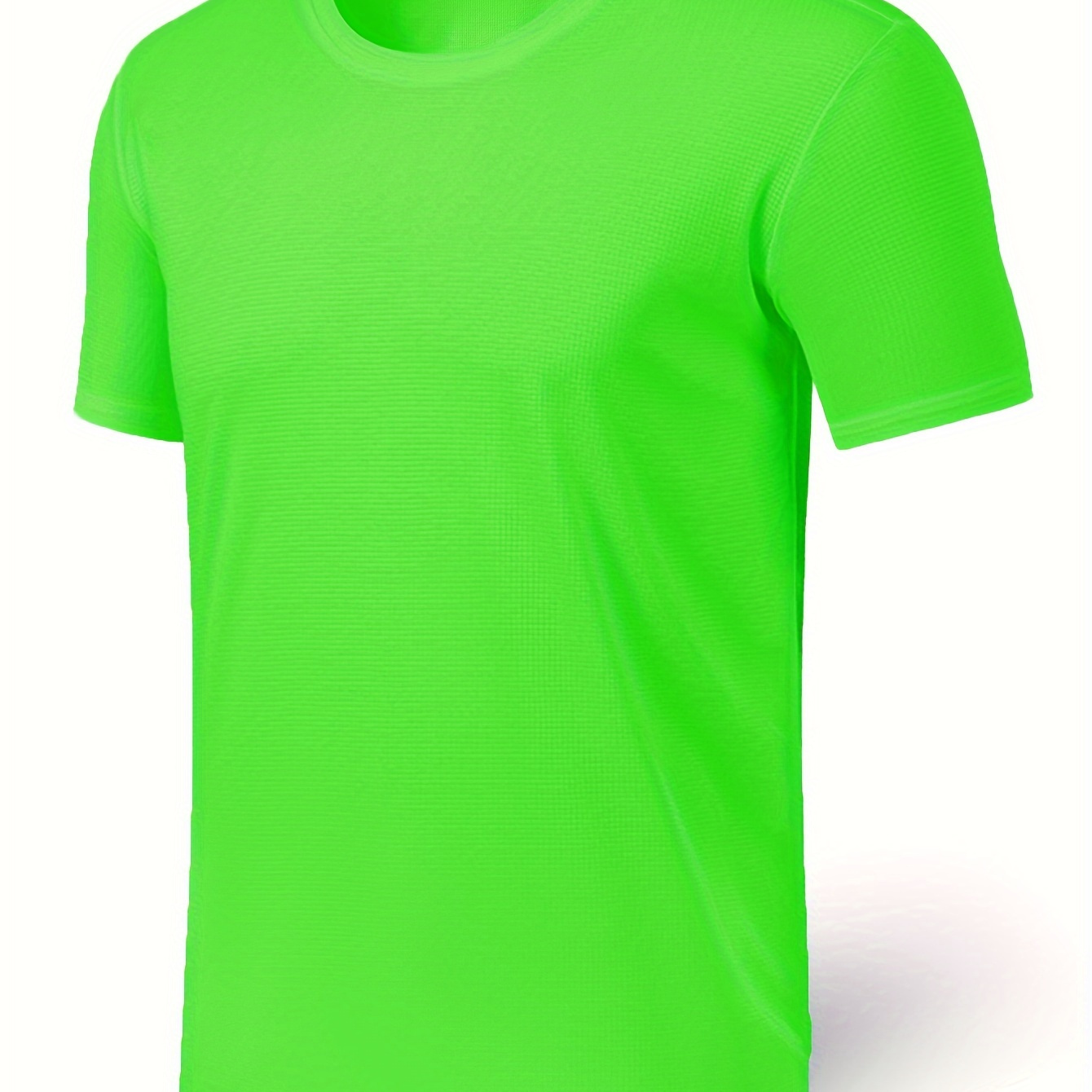 

Men's Solid Short Sleeve T-shirt, Active Comfy High Stretch Crew Neck Tee, Men's Clothing For Summer Gym Training Outdoor