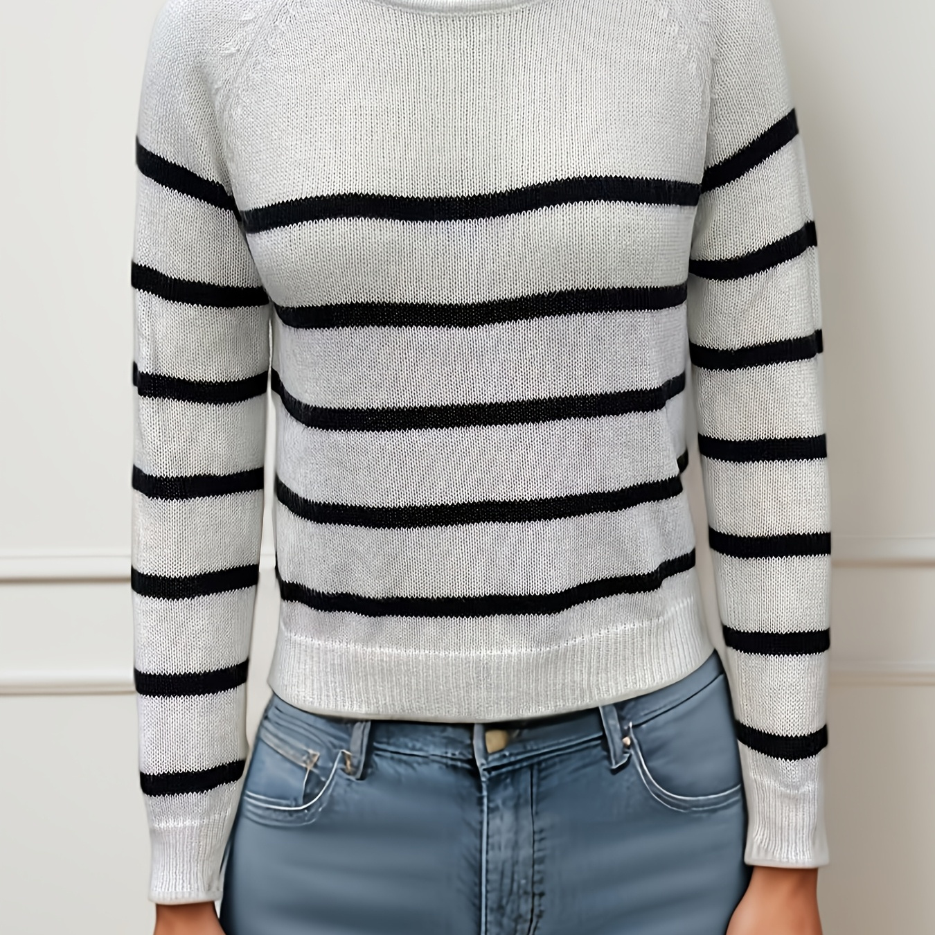 

Striped Knit Sweater For - , , For Fall/
