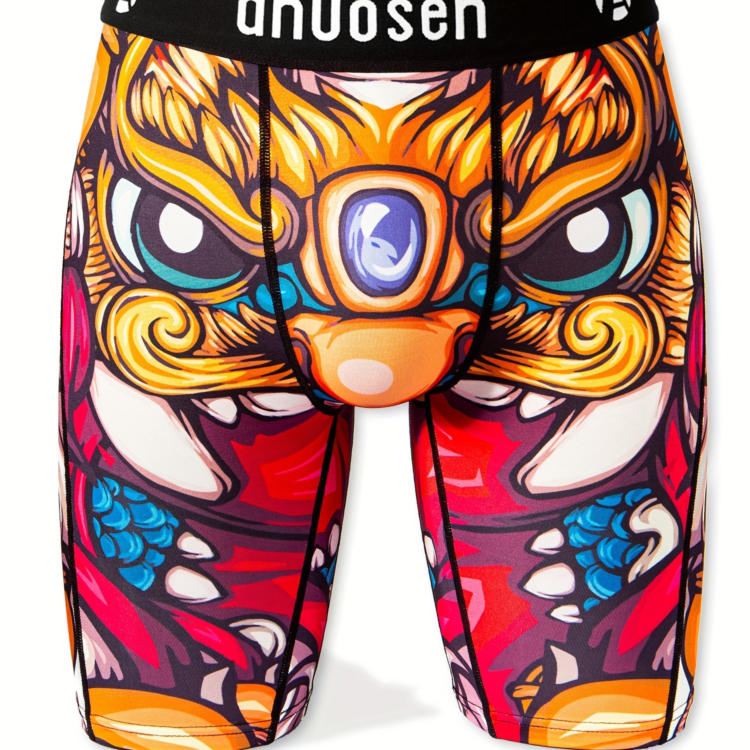

Men's Sports Briefs, Chinese New Year Lion Dance Print Anti-wear Legs, Quick-drying Breathable Underwear, Stretchy Comfortable Casual Briefs, Boxer Shorts, Four-corner Briefs, Men's Boxing Briefs