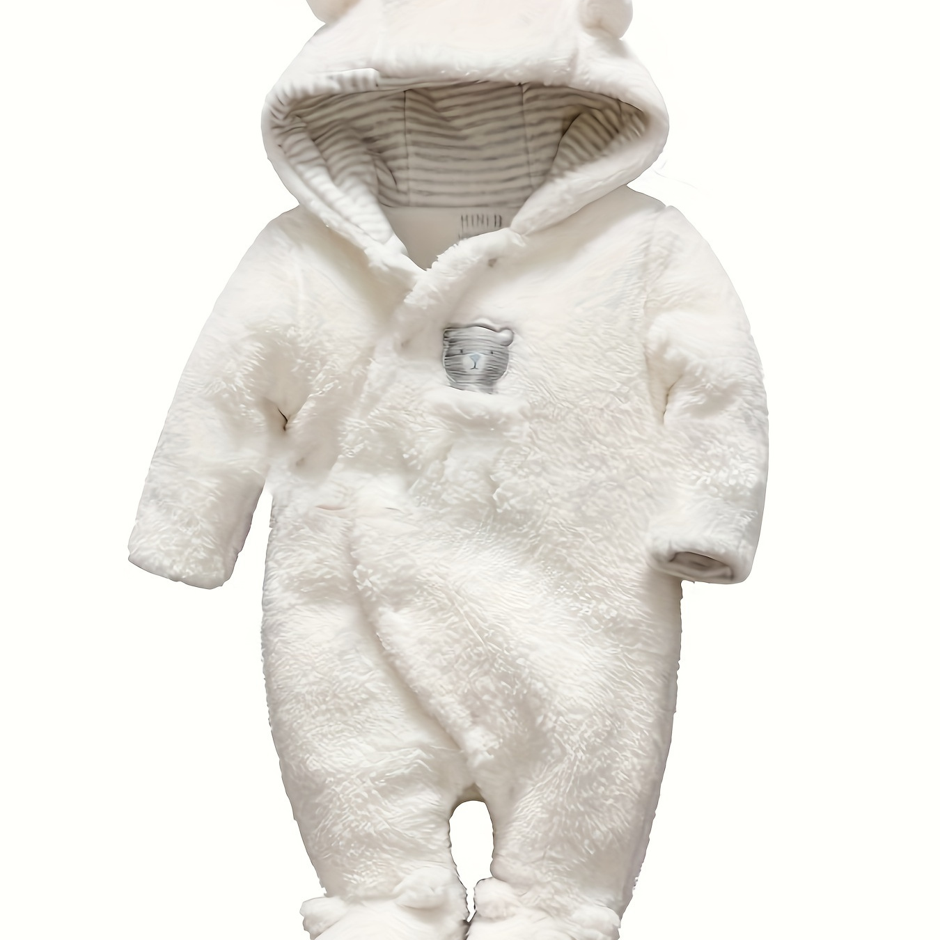 

Newborn Baby Romper Winter Bear Style Hooded Plush Jumpsuit Cosplay Clothes