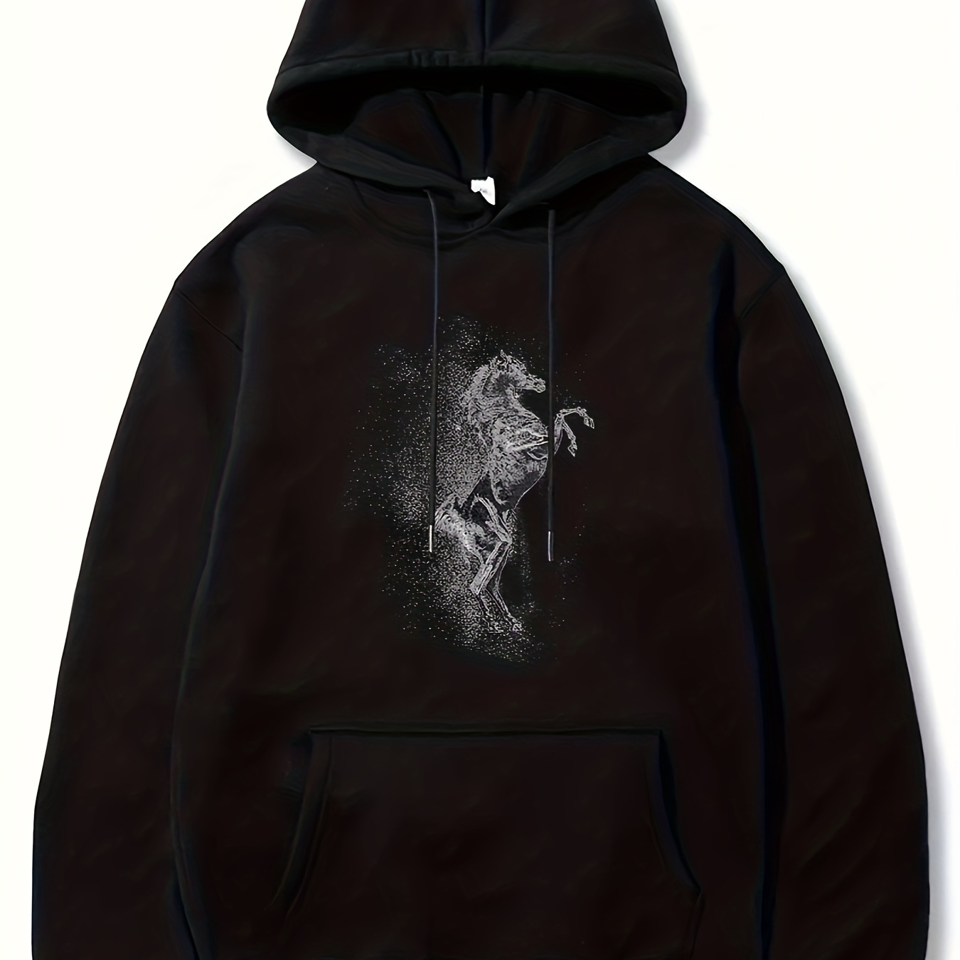 

Horse Pattern Hoodie With Kangaroo Pocket, Men's Casual Pullover Hooded Sweatshirt