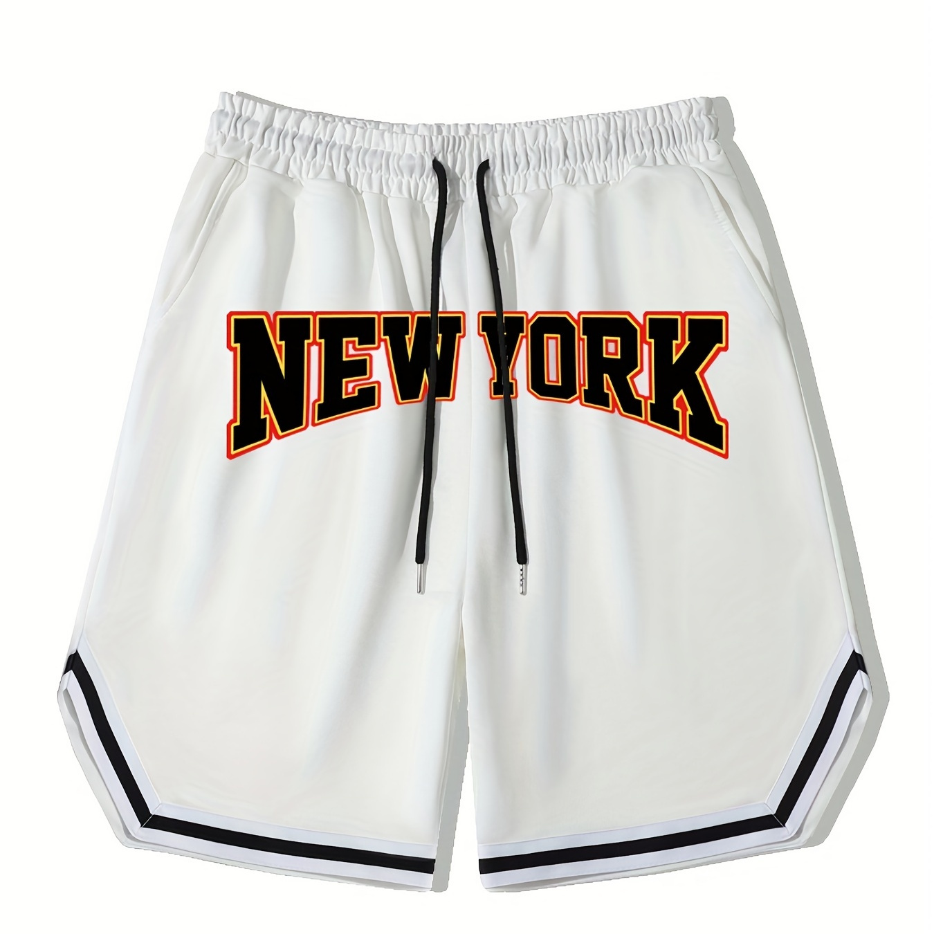 

Men's Streetwear Shorts, "new York" Graphic Drawstring Stretchy Short Pants For Comfort & Casual Chic Style, Summer Clothings Men's Fashion Outfits