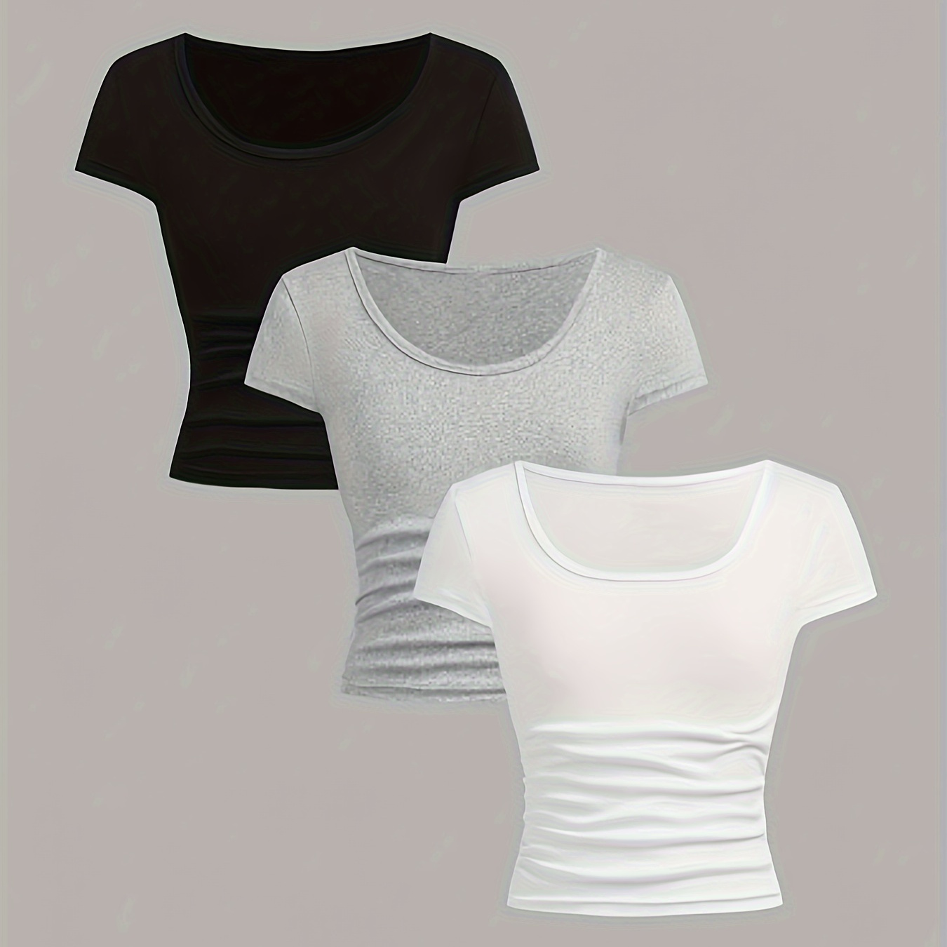 

' 3pcs Polyester Ruched T-shirts - For /summer/fall