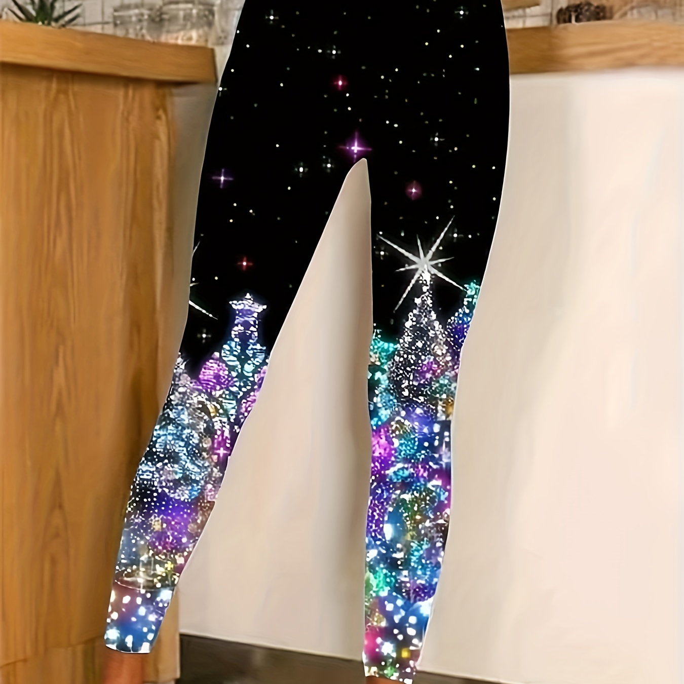 

Christmas Leggings, High Waist Casual Leggings, Women's Clothing