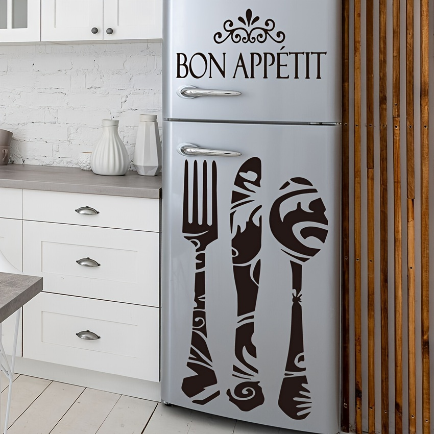 

1pc Bon Appetit Refrigerator And Wall Art Decor - Peel And Stick Utensil Sticker For Kitchen And Living Room - Home Decor (11.8x23.6in)
