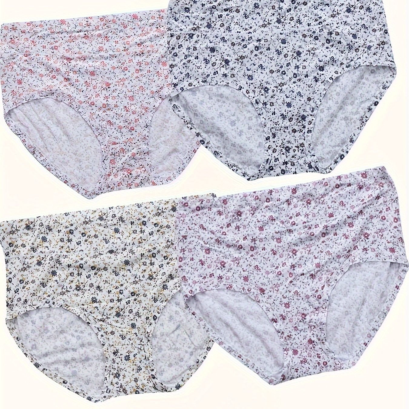 4pcs/set Ditsy Floral Print Underwear For Women, Including High-waisted  Floral Seamless Panty Xl-xxxl Size Range