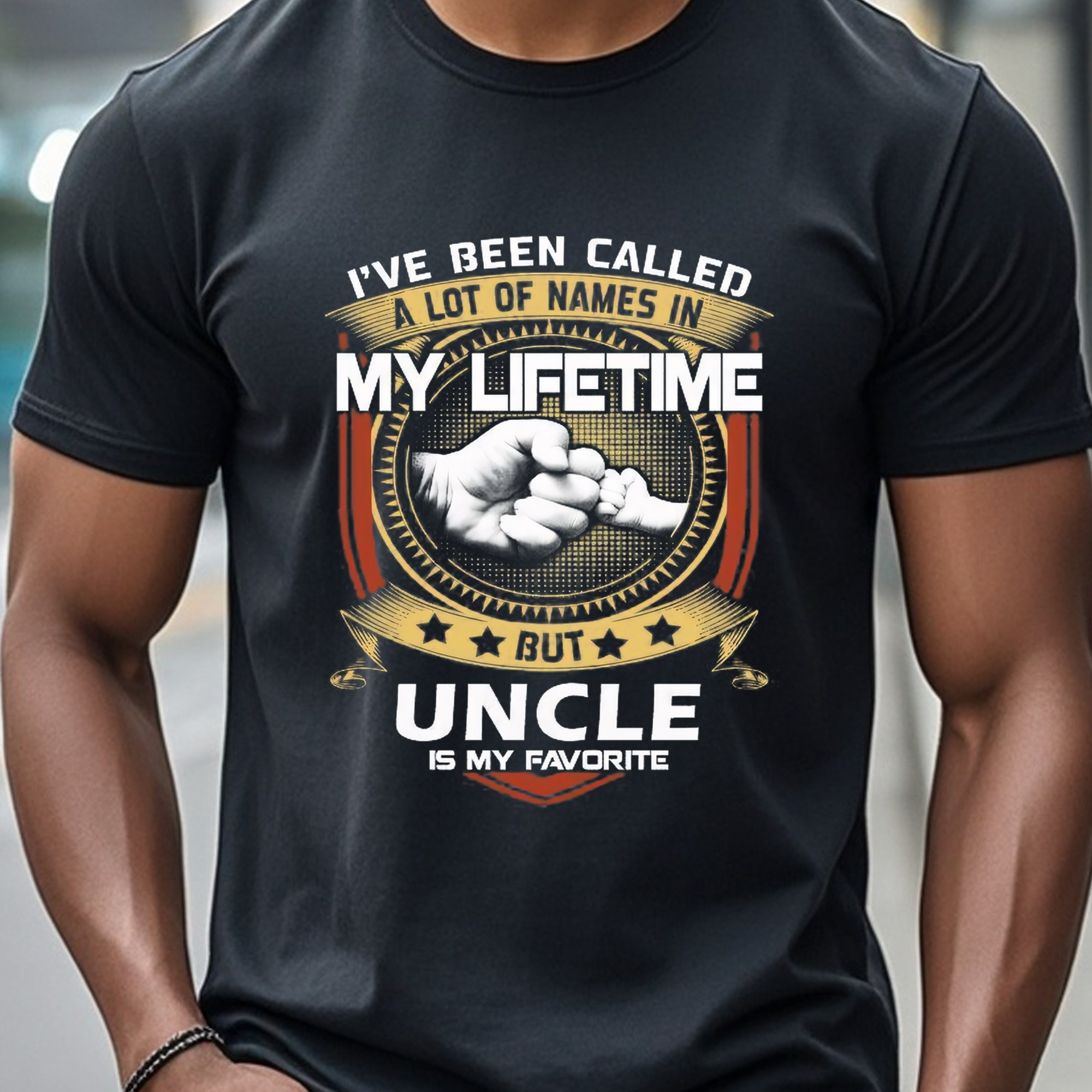 

Uncle Is My Favourite Men's T-shirts Crew Neck Casual T-shirt Black Cotton T-shirts Soft 100% Cotton Funny Graphic Gym-friendly Running Hiking Weekend Casual Uncle Shirts