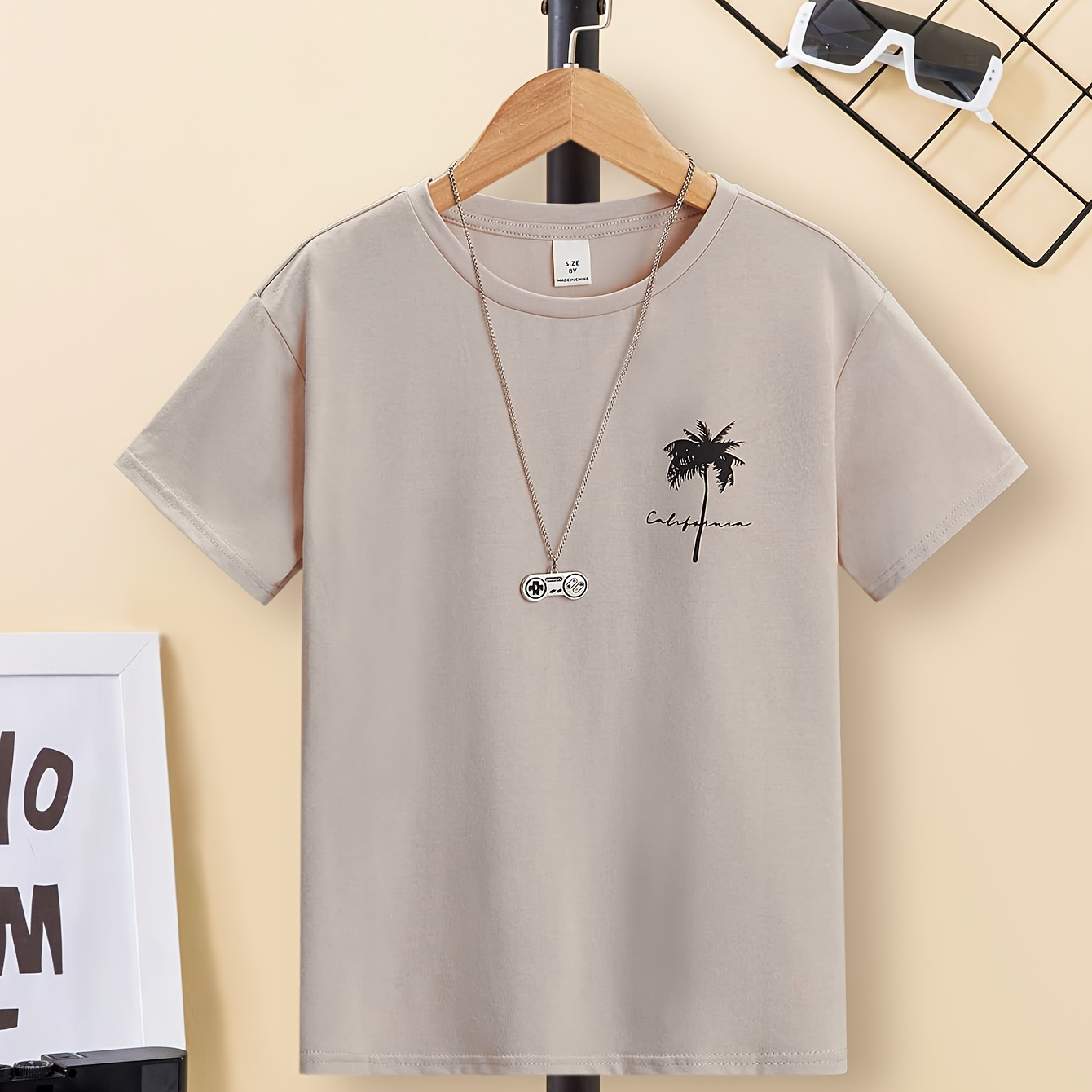 

T-shirt créatif imprimé cocotier pour garçons, hauts décontractés légers et confortables à manches courtes, vêtements d'été pour garçons