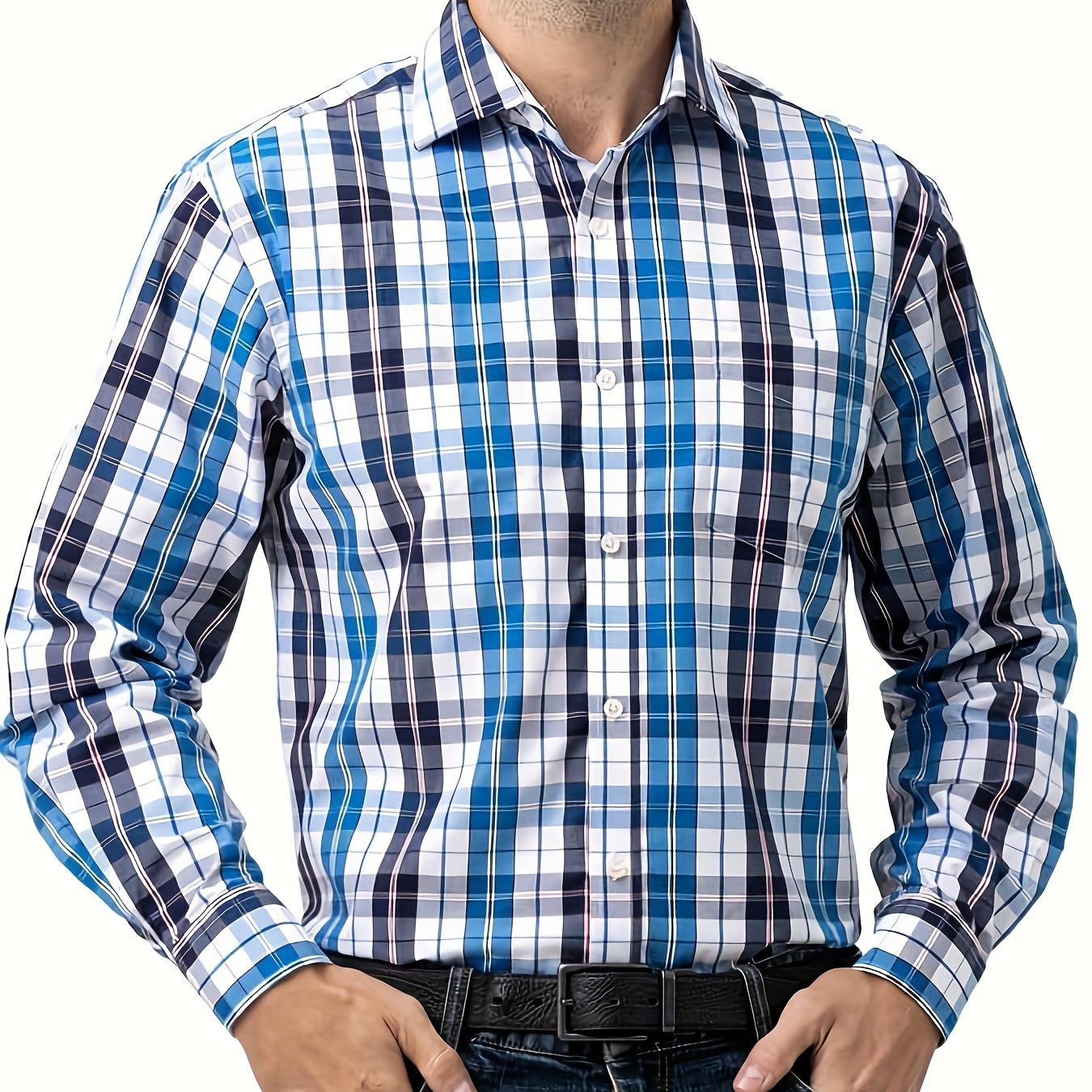 

Men's Button Down Shirts Long Sleeve Shirts Regular Fit Dress Shirts Plaid Casual Shirts