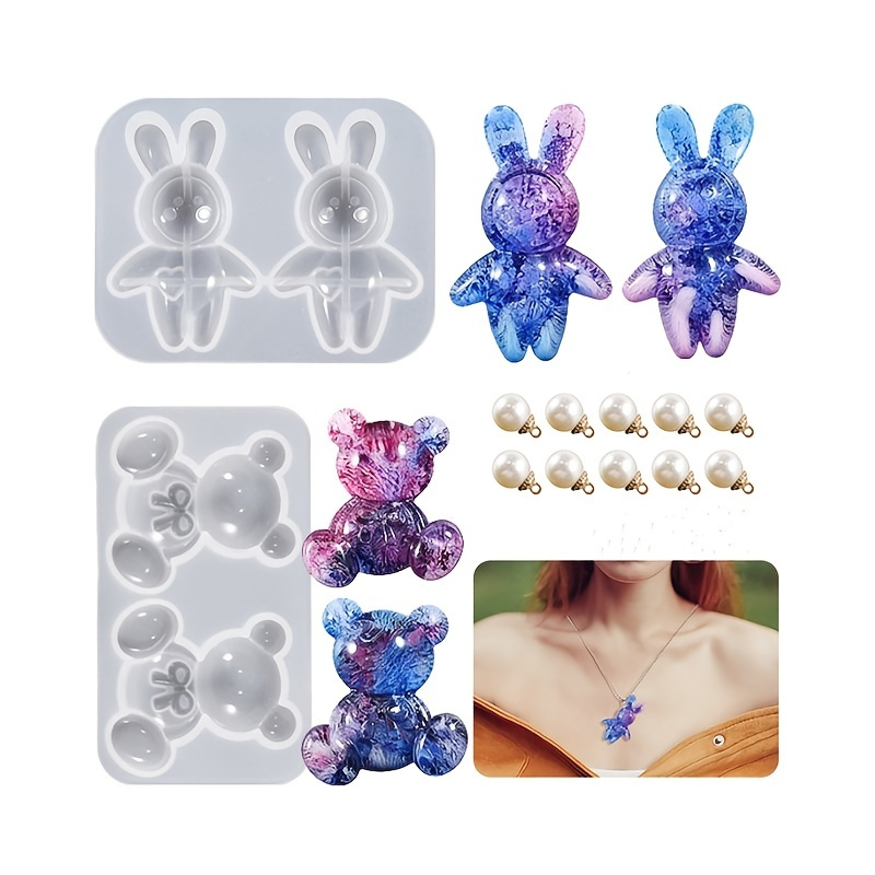 2PCS Bear Resin Molds, Cute Bear Shape Silicone Molds, 3D Animal Ice  Chocolate Cake Mold, Bear