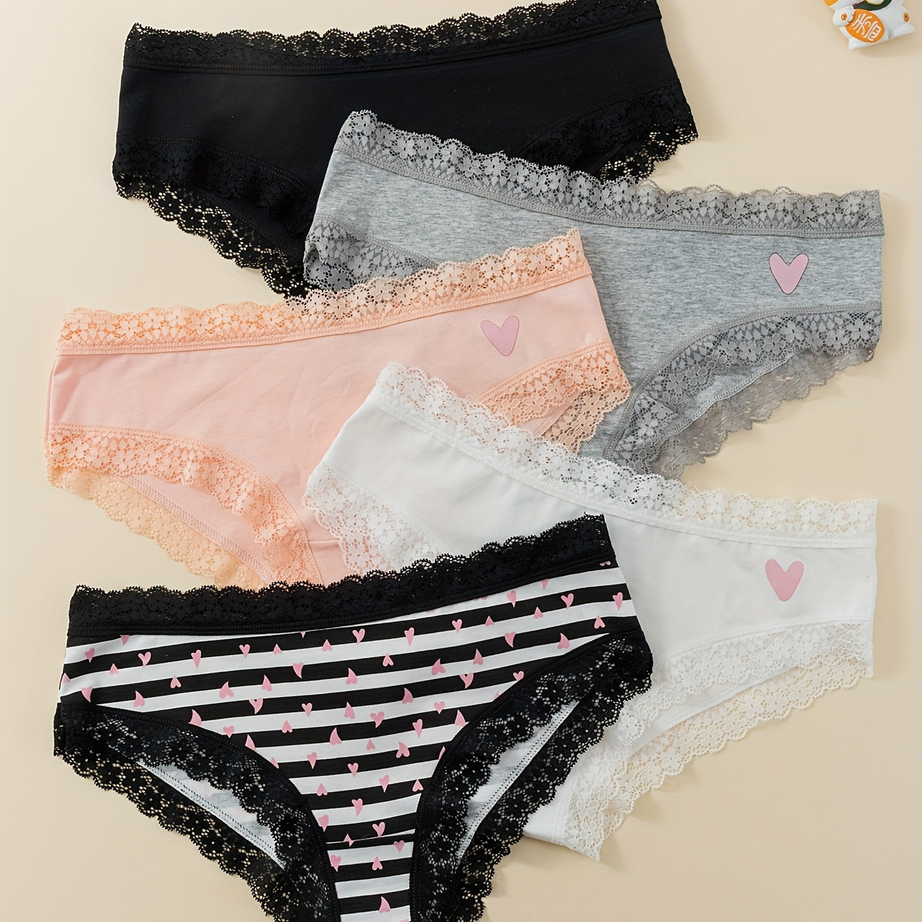 

5pcs Elegant Lace Trim For Women - Soft, Comfortable & Stylish Patterns, , Plus Size