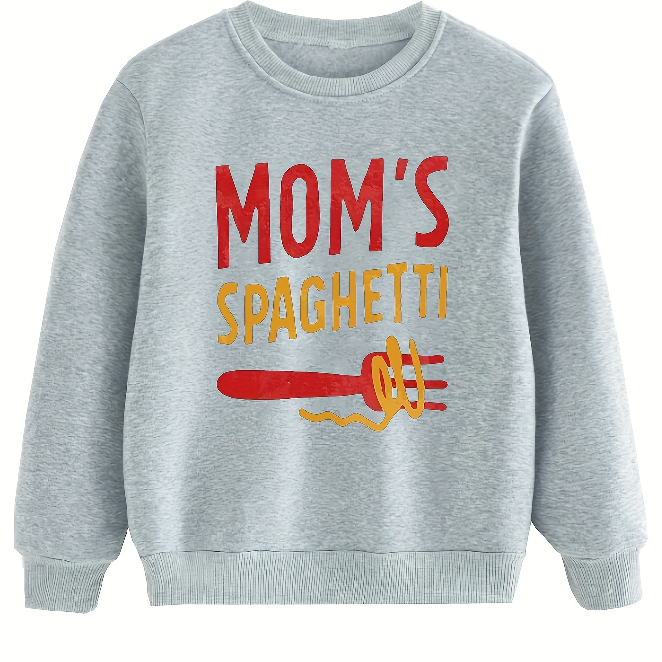 

Mom's Spaghetti Letter Print Sweatshirt For Boys - Cool, Lightweight And Comfy Spring Fall Winter Clothes!