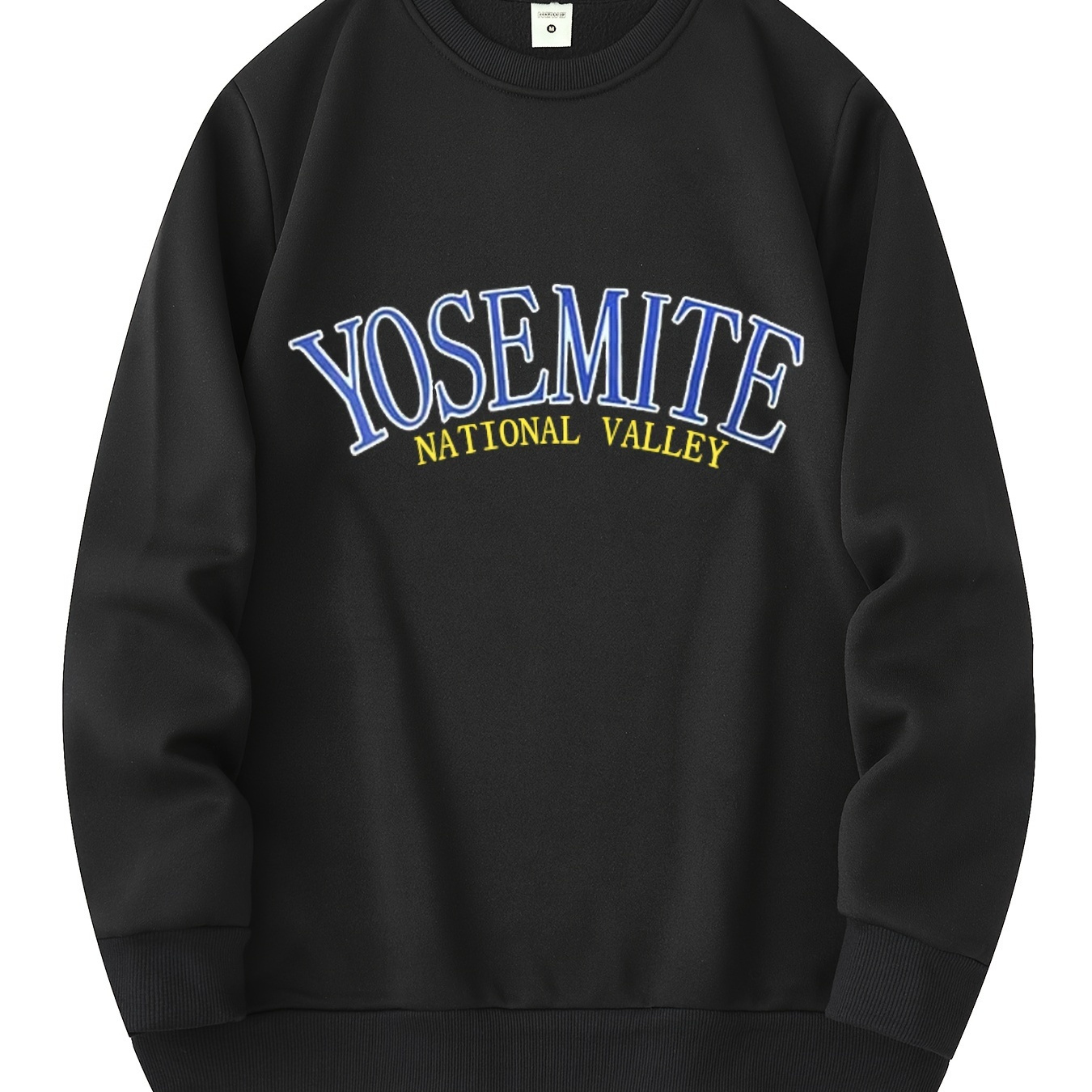 

Yosemite Letter Print Men's Long Sleeve Crew Neck Sweatshirt, Pullover Sweatshirt, Casual Sports Versatile Top For Spring & Autumn