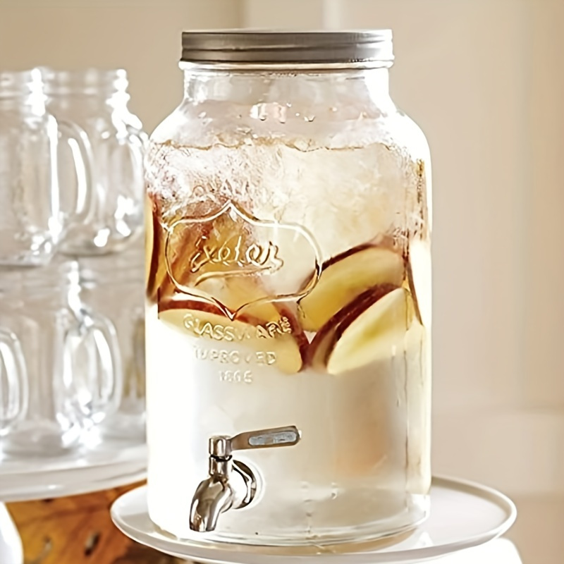 Estilo Glass Mason Jar Beverage Drink Dispenser With Ice Bucket Stand And  Leak-Free Spigot,1.5 gallon-Clear, Standard - Drink Dispenser with Stand 