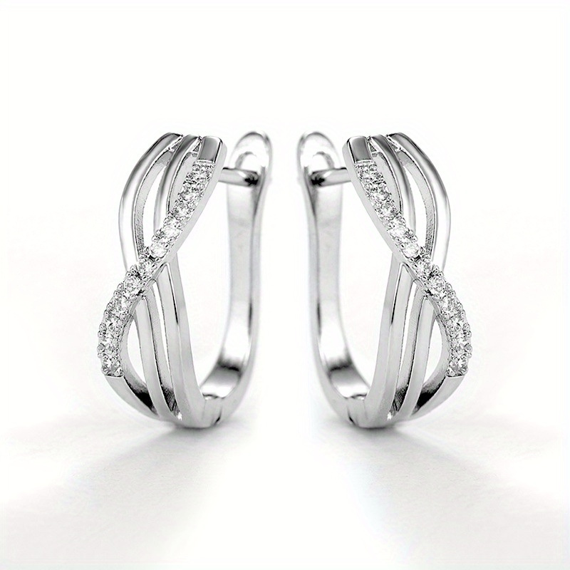 

Romantic Infinity Love Knot Silver Plated Hoop Dangle Earring Zircon Wedding Bridal Huggie Earrings For Women