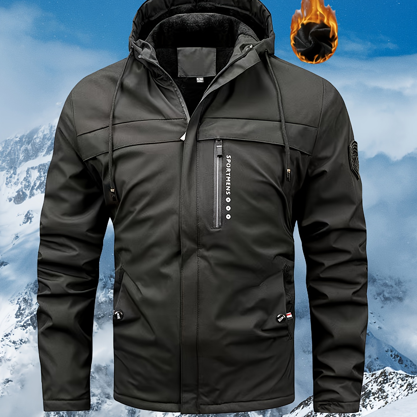

Men's Solid Soft-shell Jacket With Side Pockets, Hooded Vintage Casual Comfy Jacket For Men's Outdoor Activities