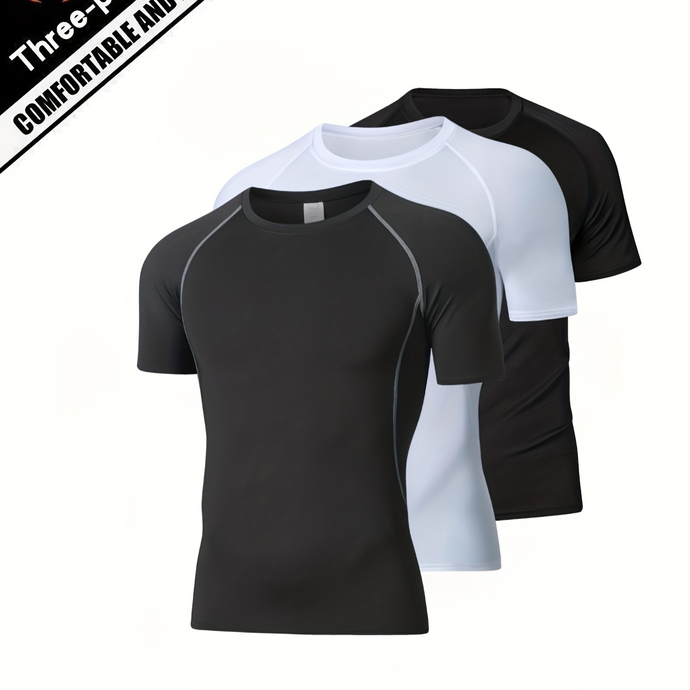 

Fit Short Sleeve 1/2/3pcs/mixed Color/combination Pack T-shirt Men' Sports Top