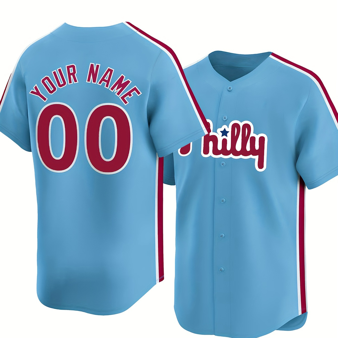 

Men's Customized Name & Number Color Block Baseball Jersey, Tailored To Your Preference, Comfy Top For Summer Sport