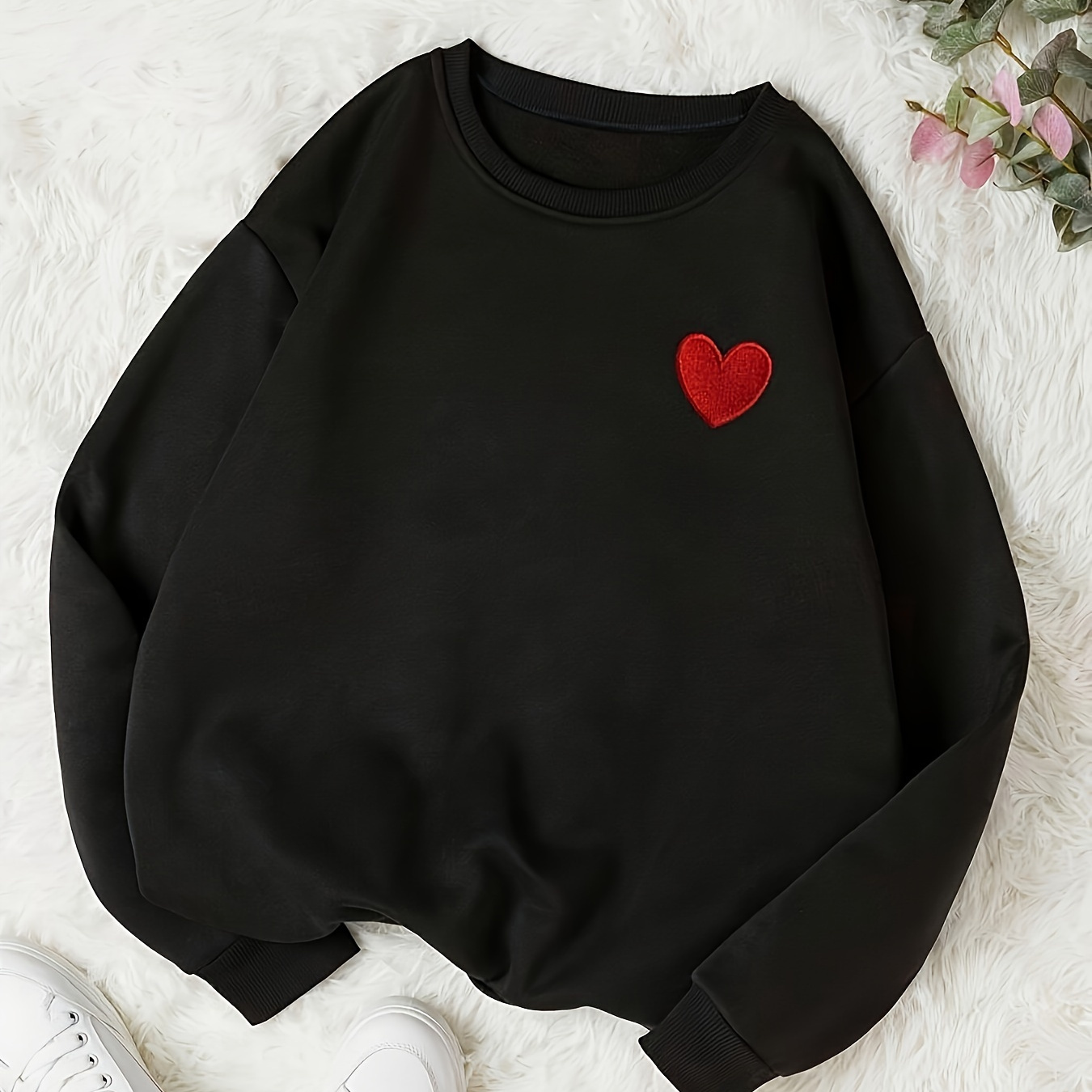 

Sweatshirt Athlétique Décontracté pour Femmes - Polyester Confortable, Col Rond avec Broderie Géométrique, Lavable en Machine - pour Toutes les
