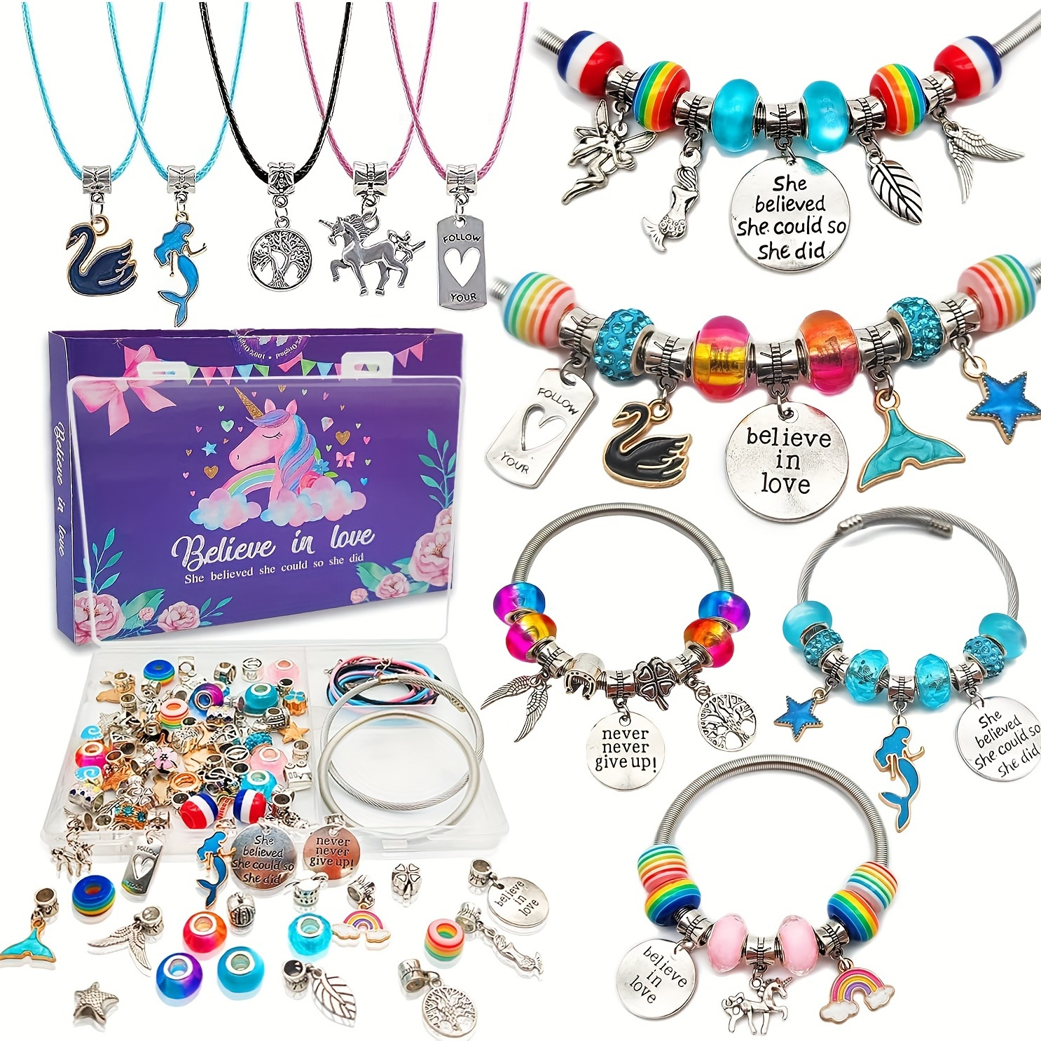 Charm Bracelets Kit with Beads Jewelry Charms Bracelets for DIY