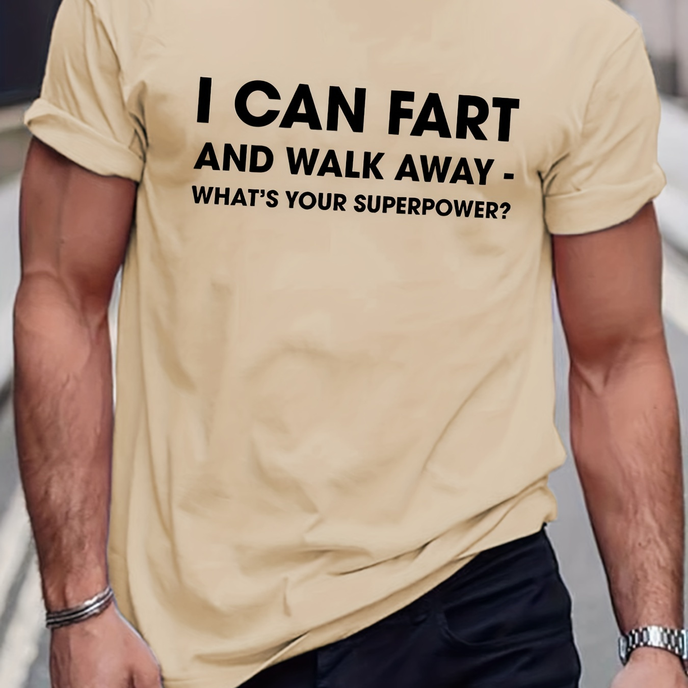 

Men's "i Can Fart And Walk Away" T-shirt, Round Neck Tee Casual Clothing, Spring And Summer