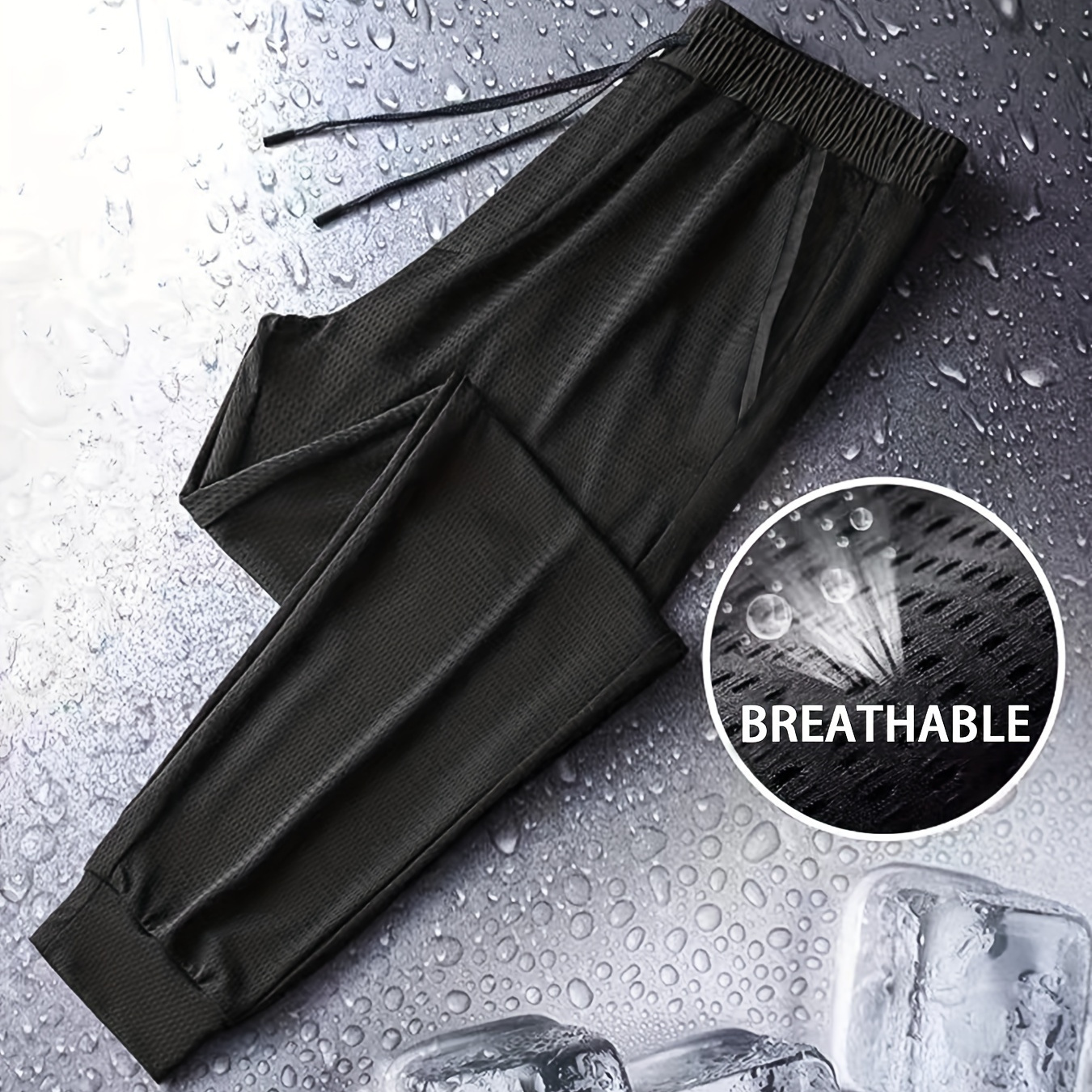 

Spring And Summer Solid Color Men's Mesh Breathable Sweat Absorption Sports Long Drawstring Pants